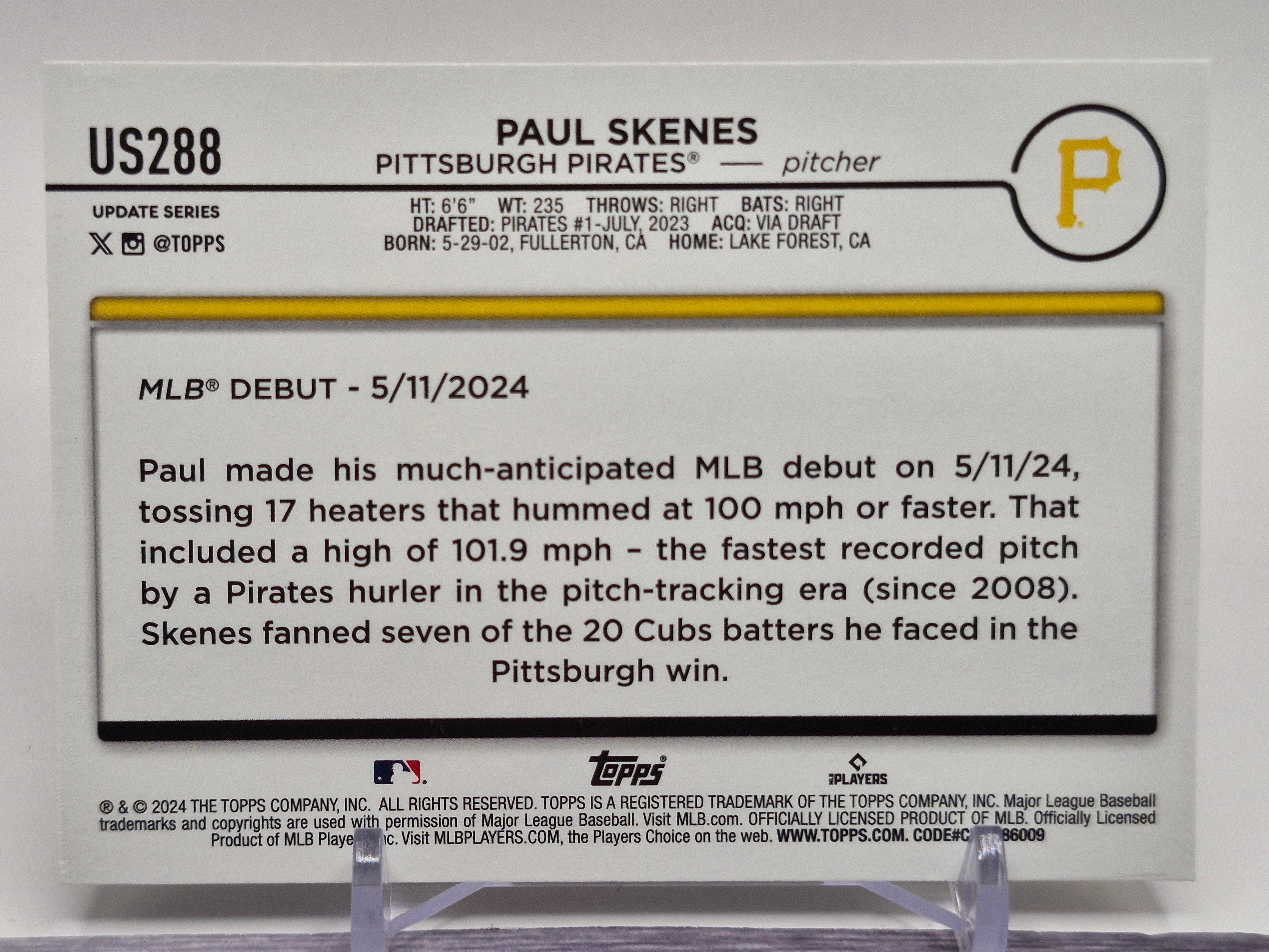 2024 Topps Update #US288 Paul Skenes