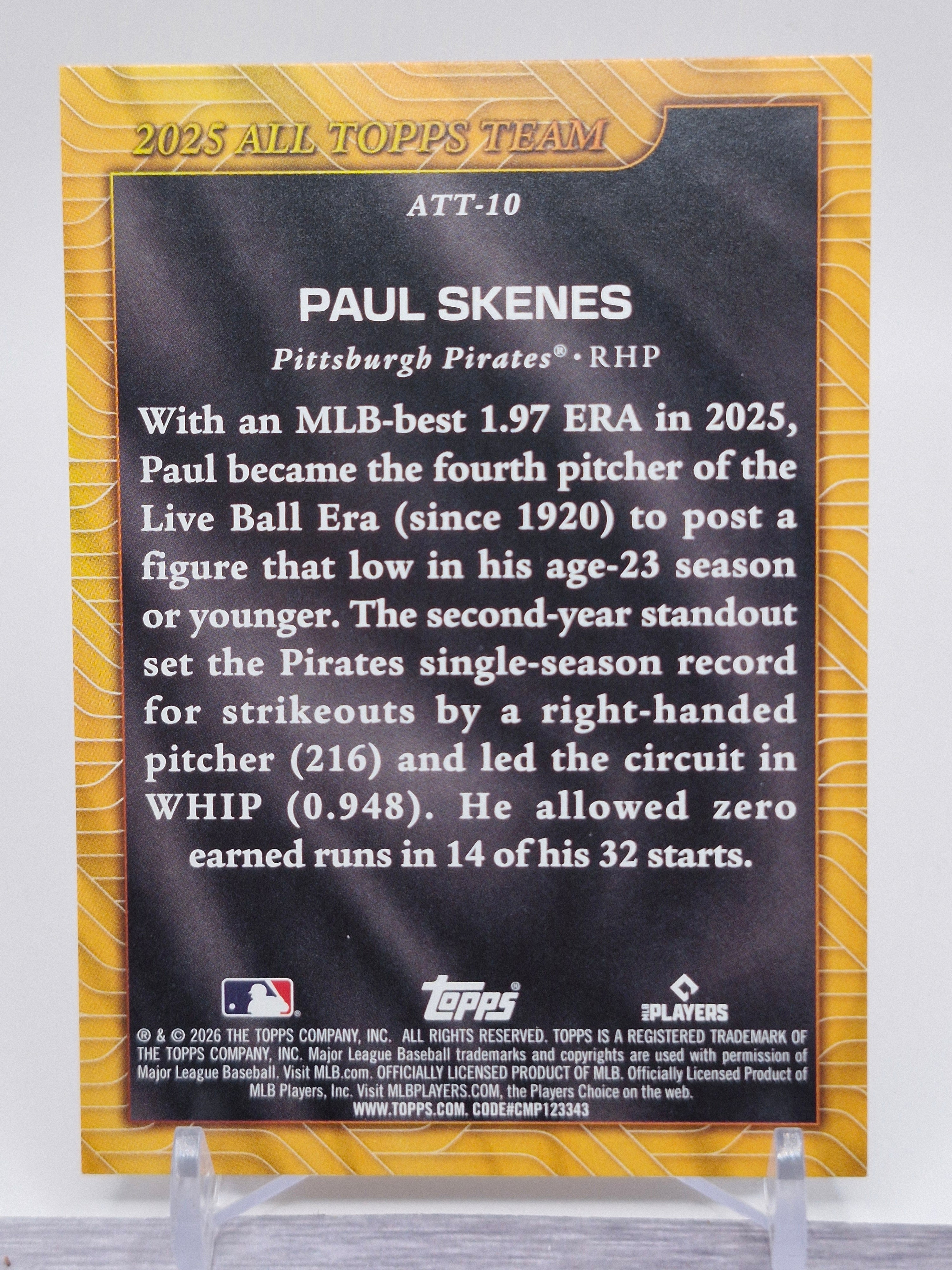 2026 Topps #ATT-10 Paul Skenes 2025 All Topps Team