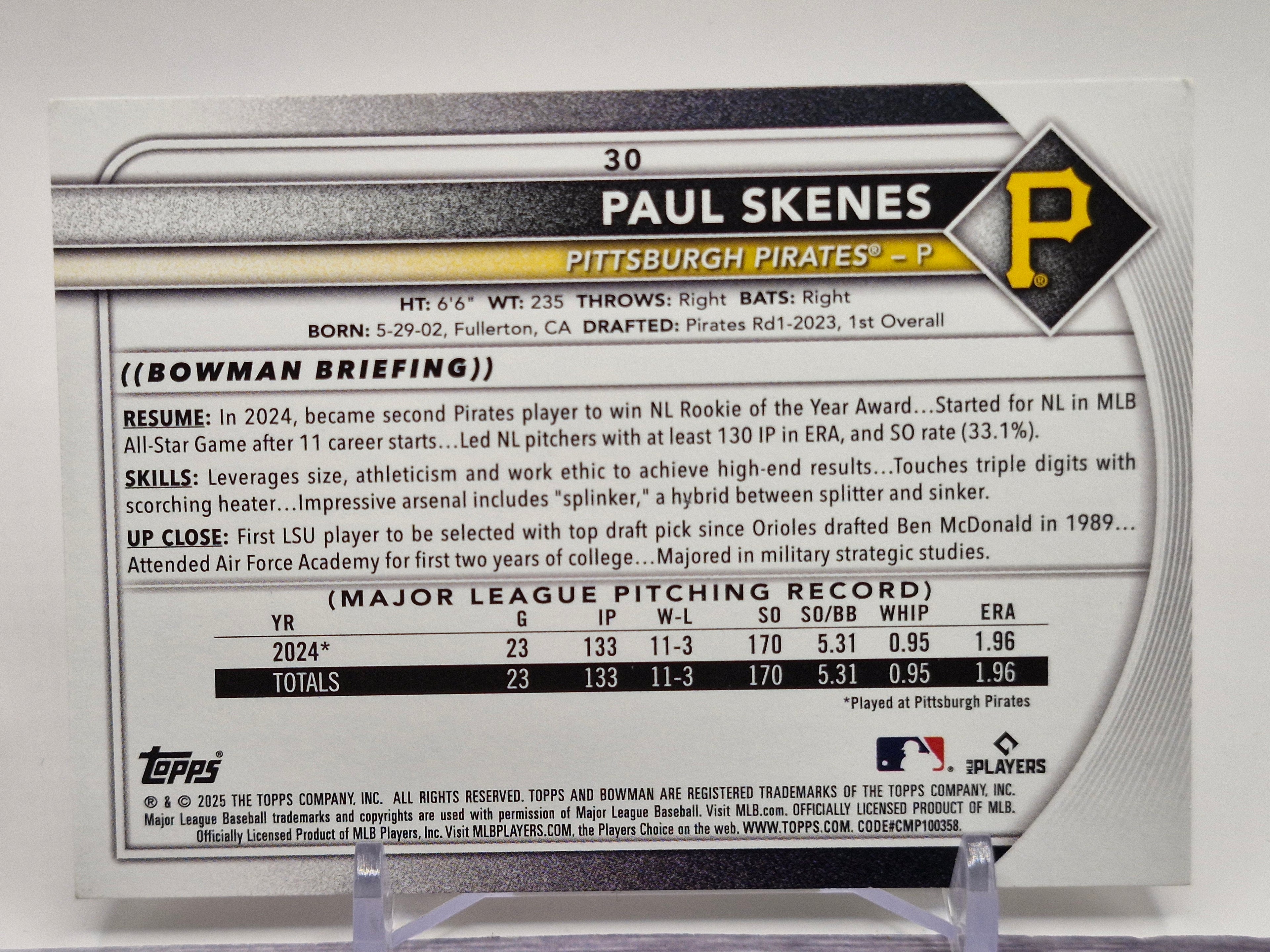2025 Bowman #30 Paul Skenes