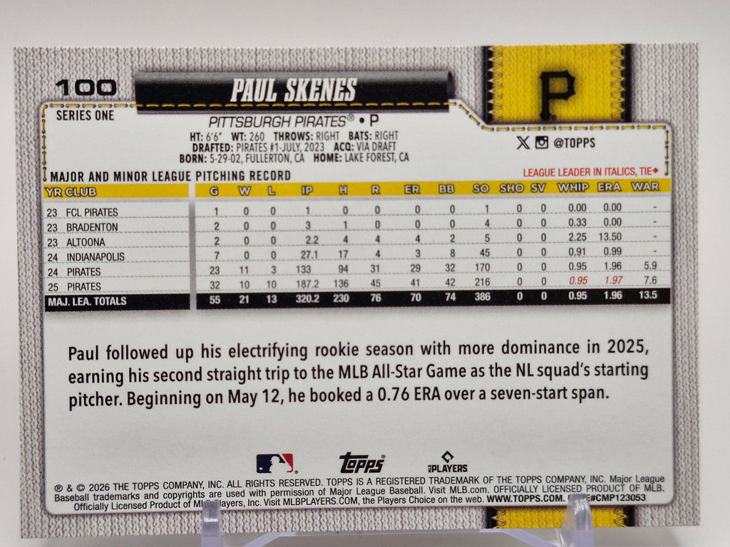 2026 Topps #100 Paul Skenes