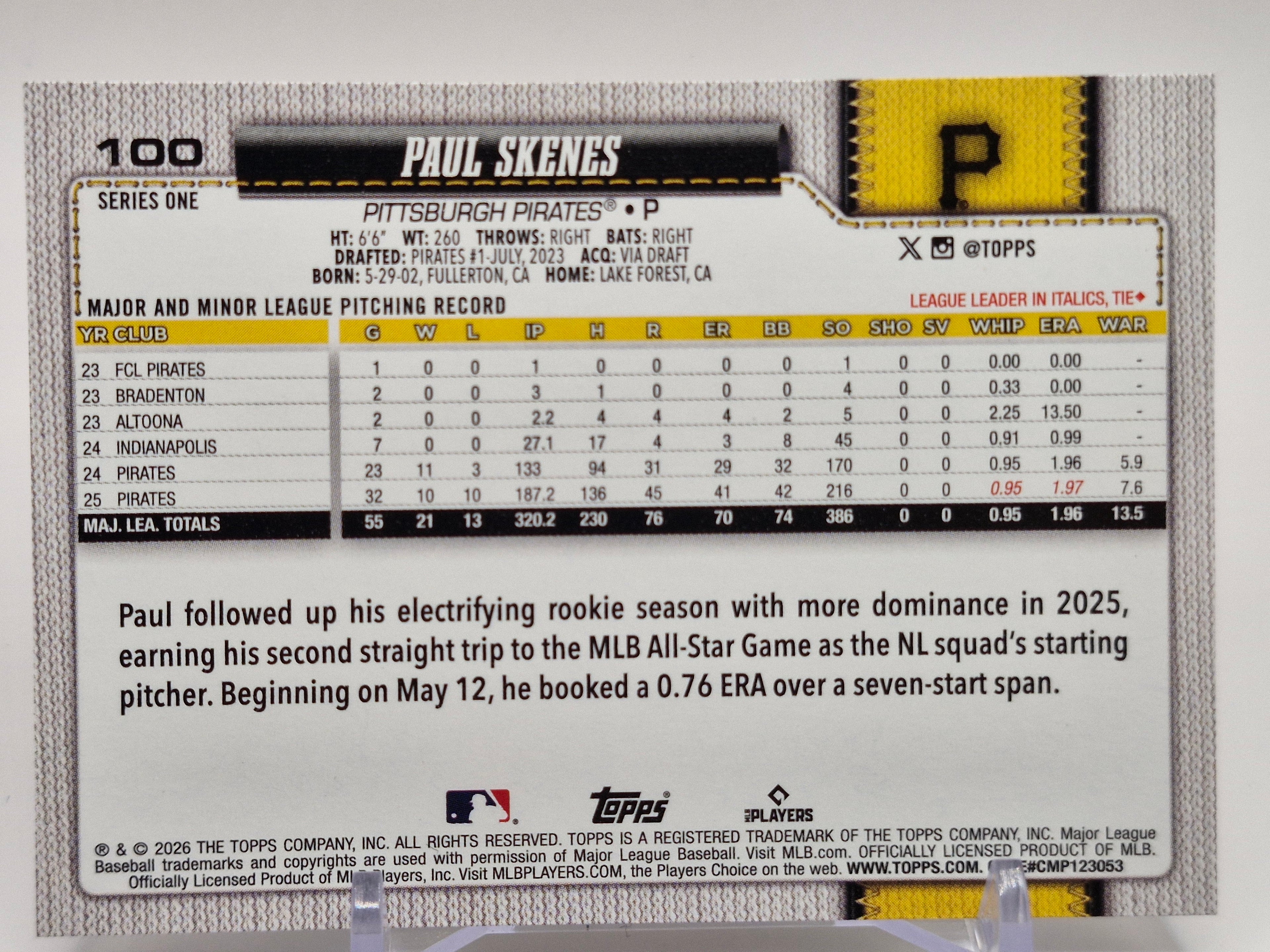 2026 Topps #100 Paul Skenes