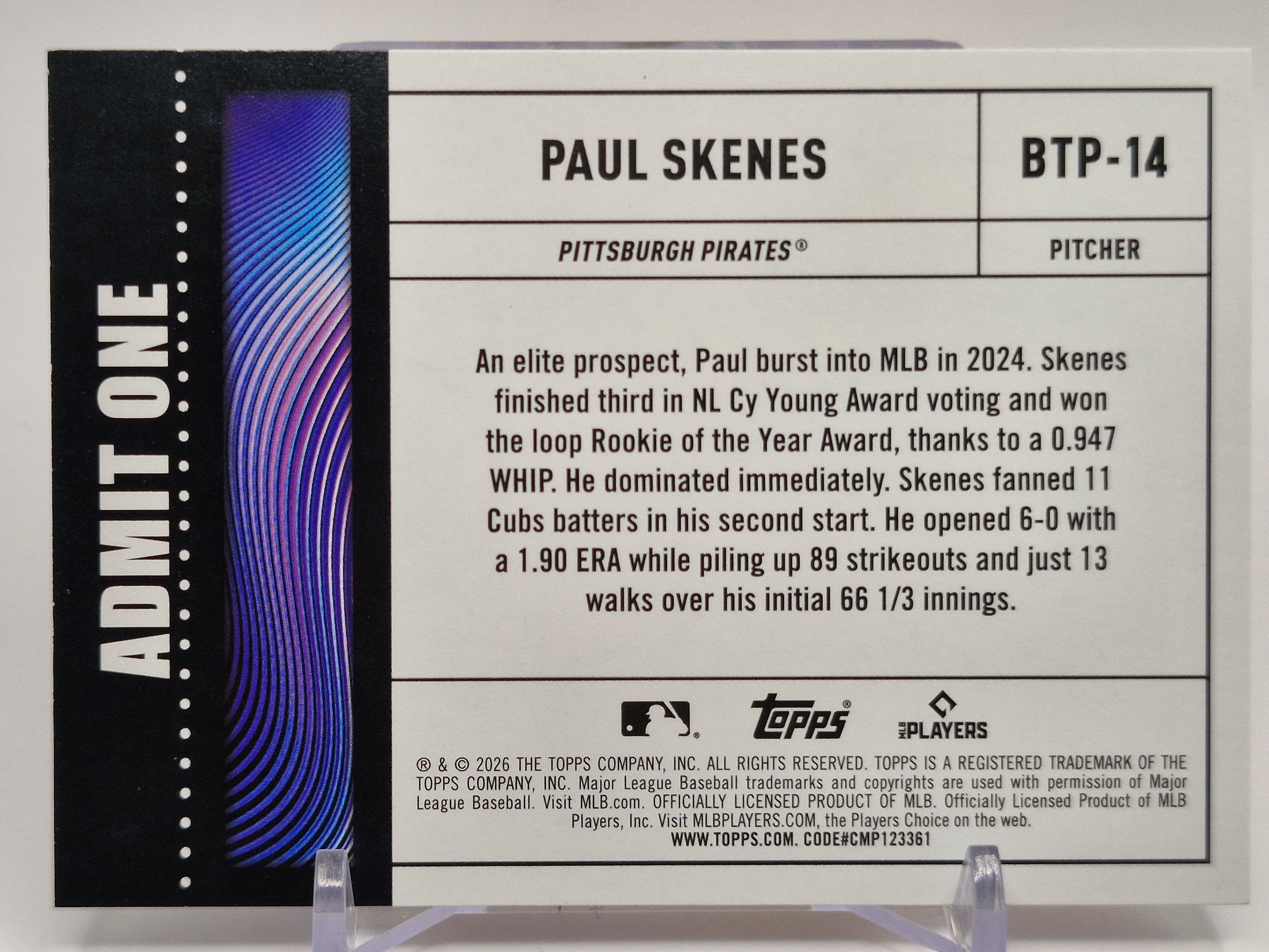 2026 Topps #BTP-14 Paul Skenes Big Ticket Players
