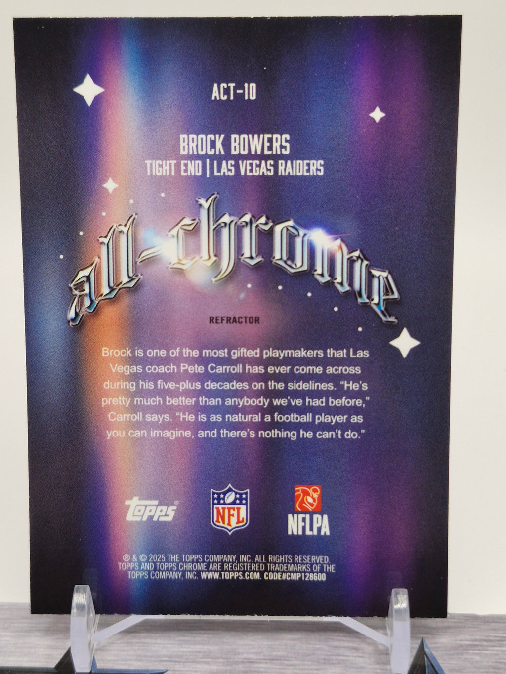2025 Topps Chrome #ACT-10 Brock Bowers All-Chrome Team Refractor