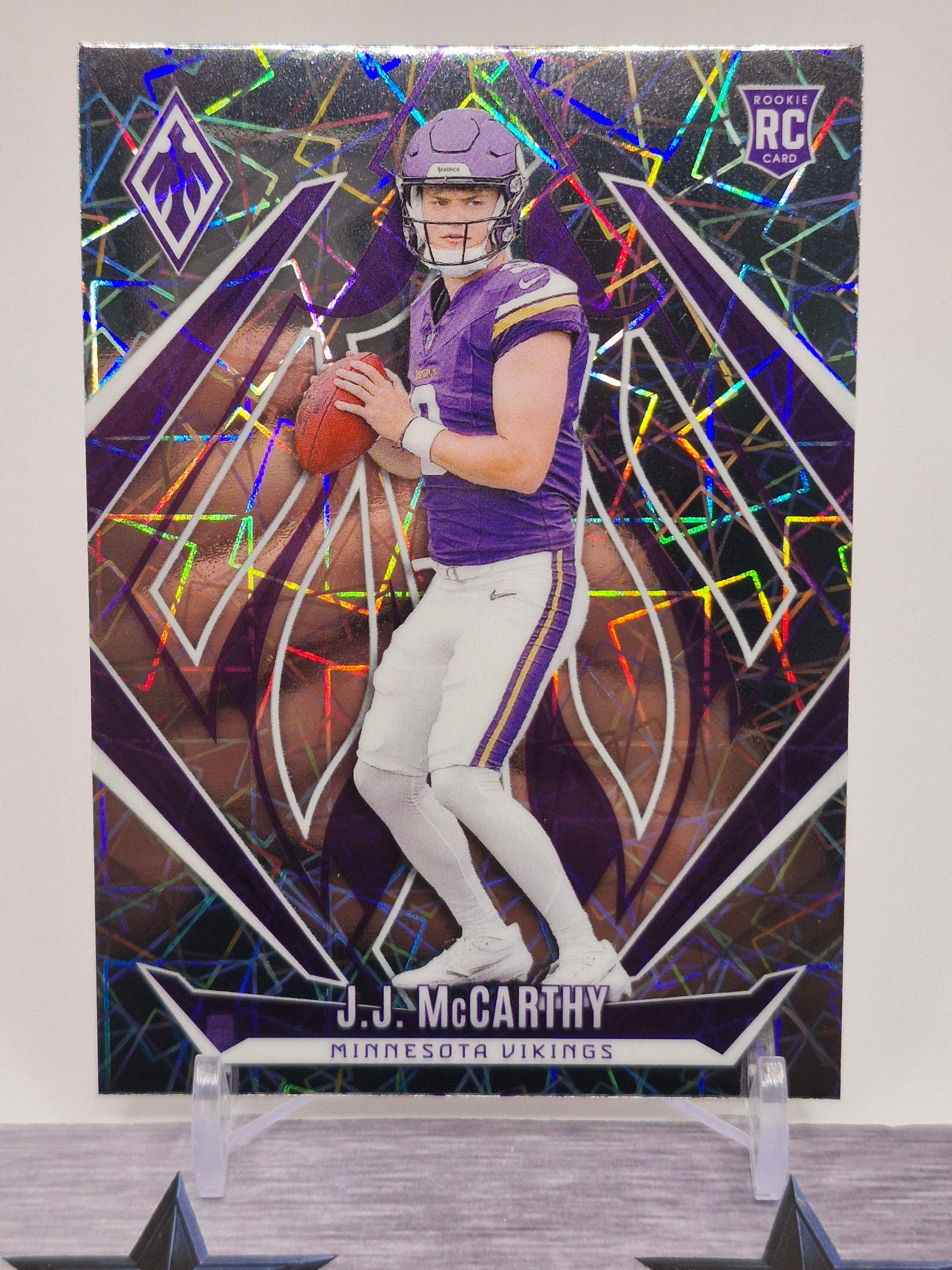 2024 Panini Phoenix #185 J.J. McCarthy Gold Lazer #/10