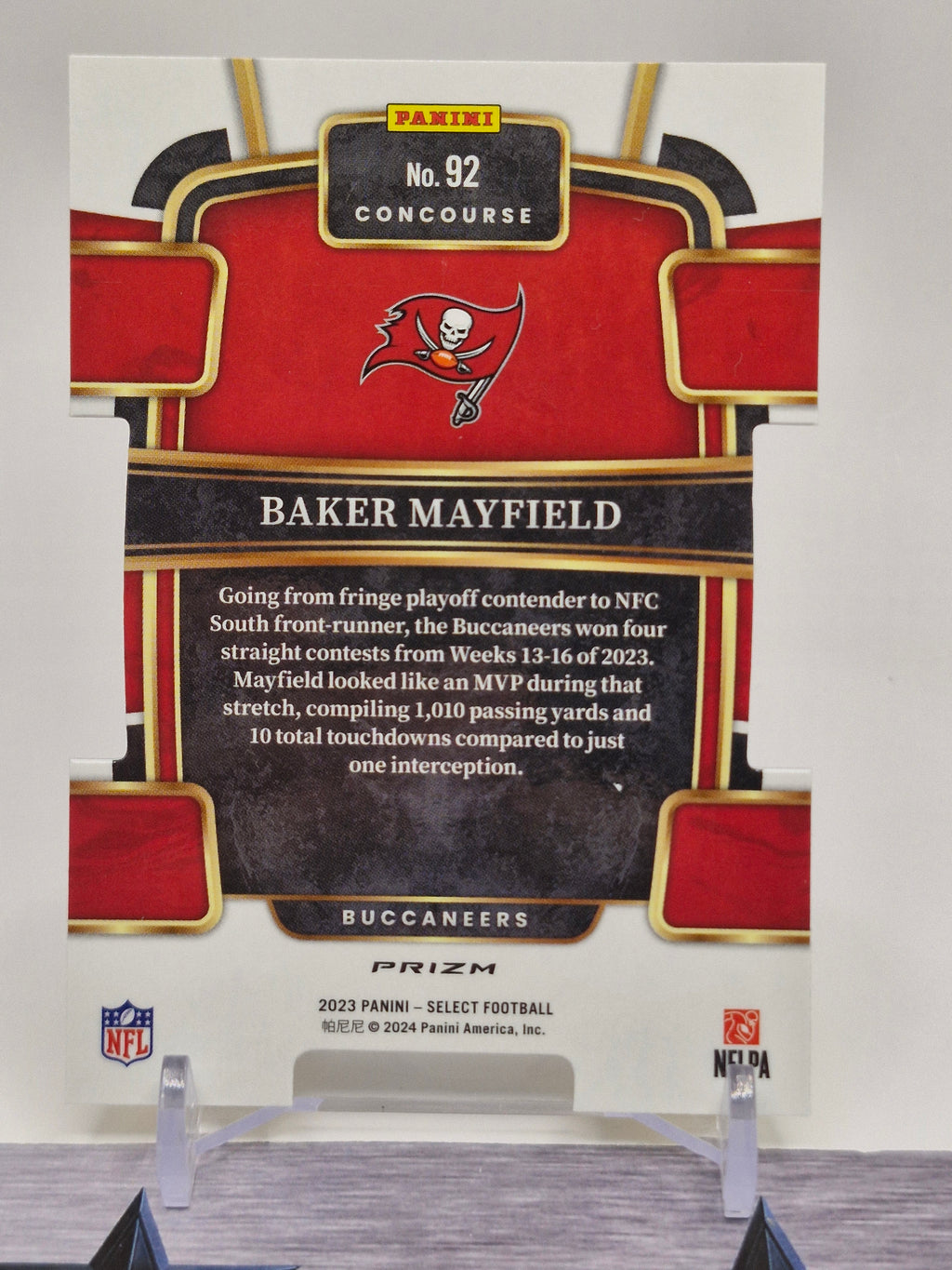 2023 Panini Select #92 Baker Mayfield Green and Yellow Prizms Die Cuts