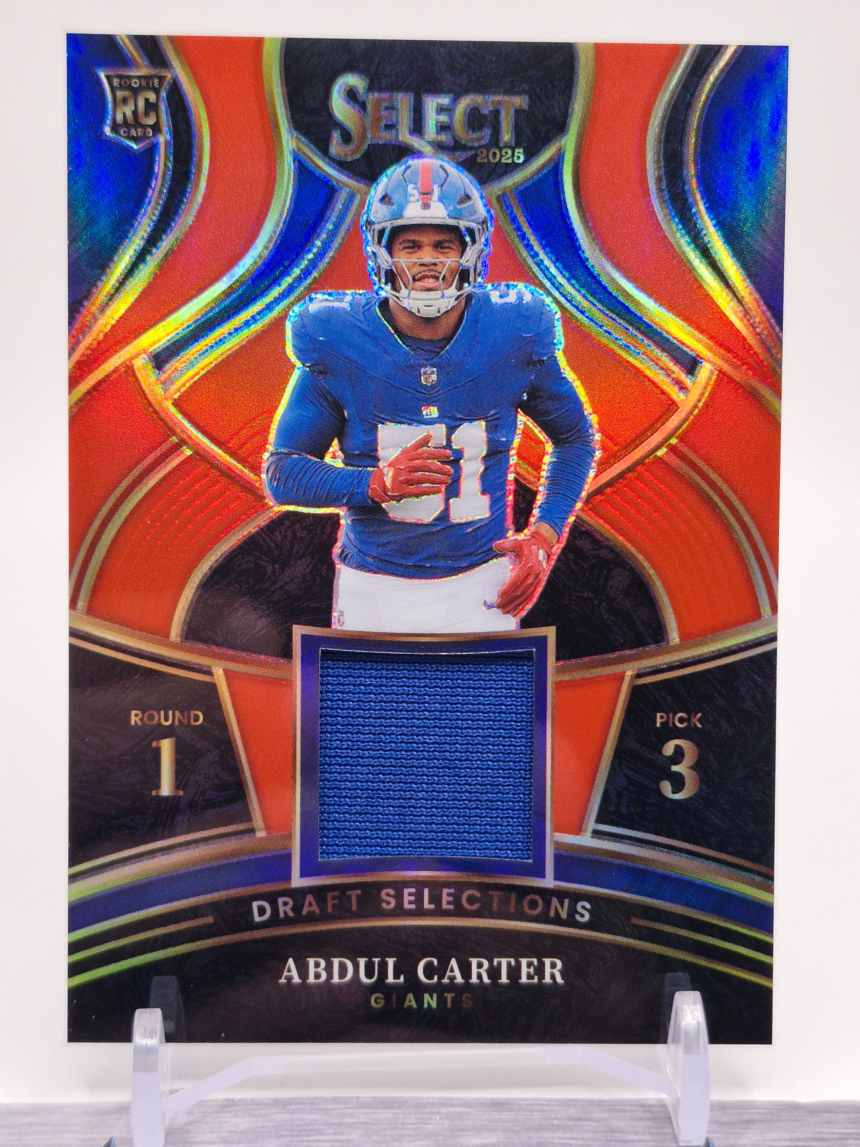 2025 Panini Select #DSM-ACR Abdul Carter Draft Selections Memorabilia Blue Prizm