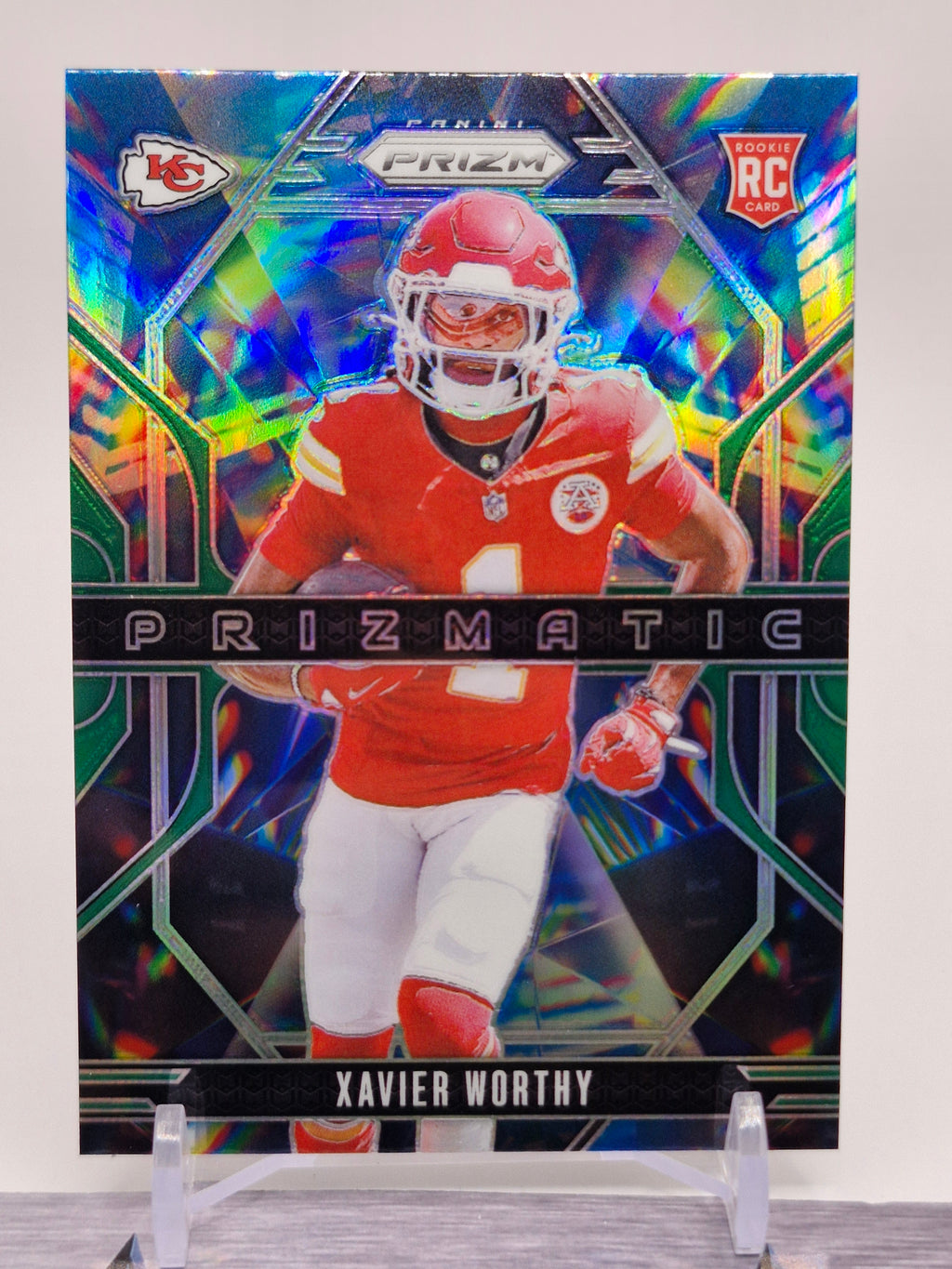 2024 Panini Prizm #14 Xavier Worthy Prizmatic Wave Green Prizm