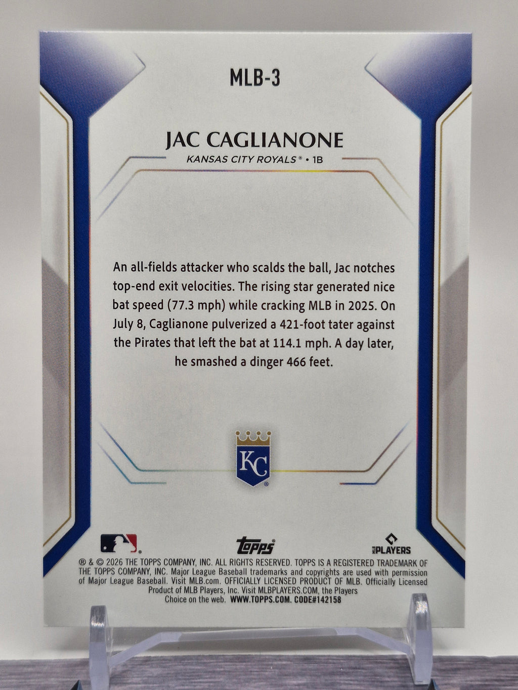 2026 Topps #MLB-3 Jac Caglianone Topps Collector Kit