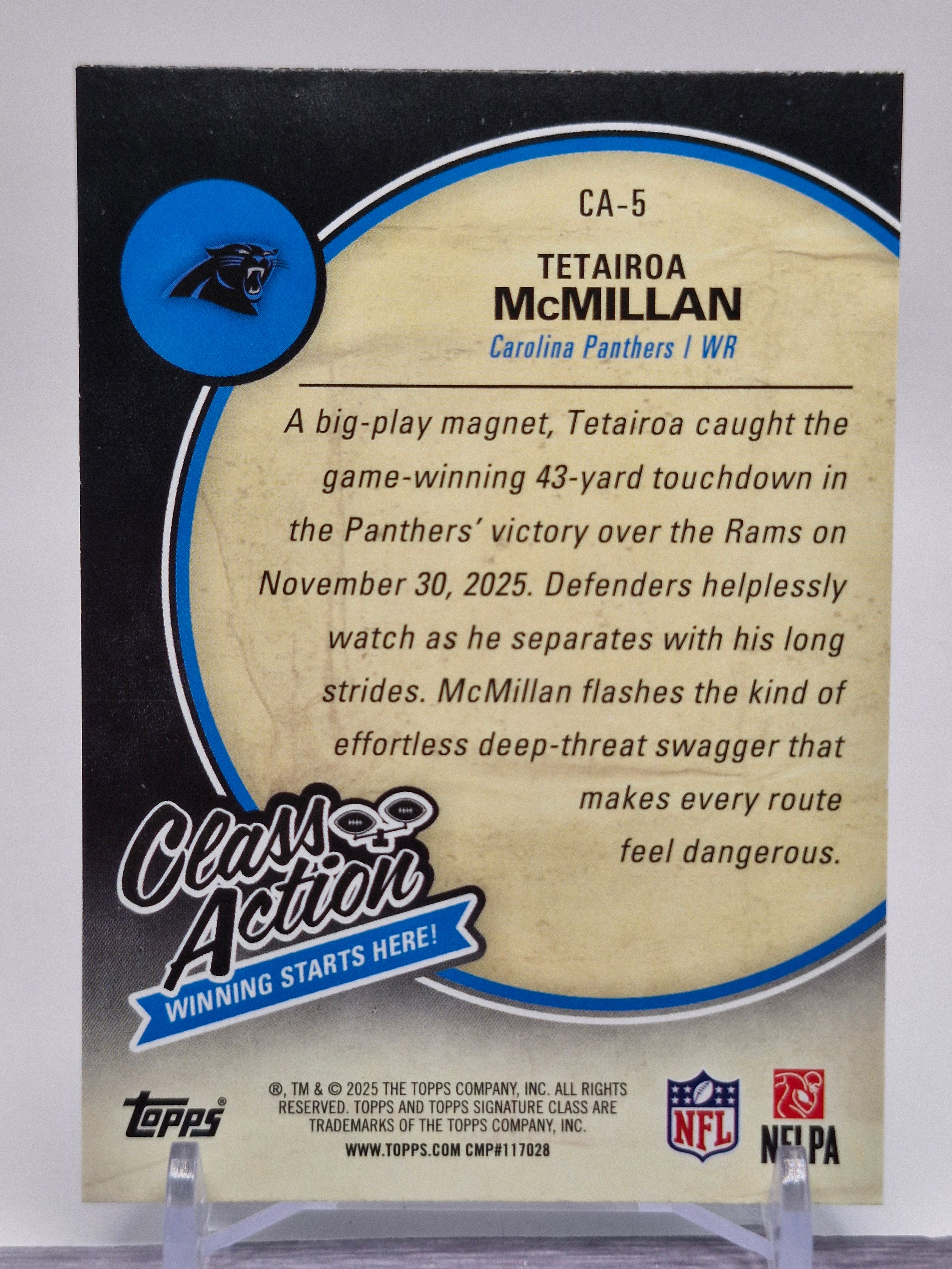 2025 Topps Signature Class #CA-5 Tetairoa McMillan Class Action Magenta #/250