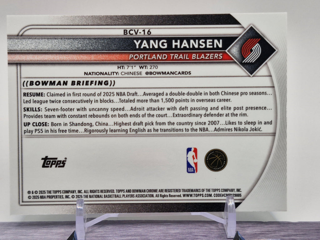 2025-26 Bowman #16 Yang Hansen Blue Pattern #/125