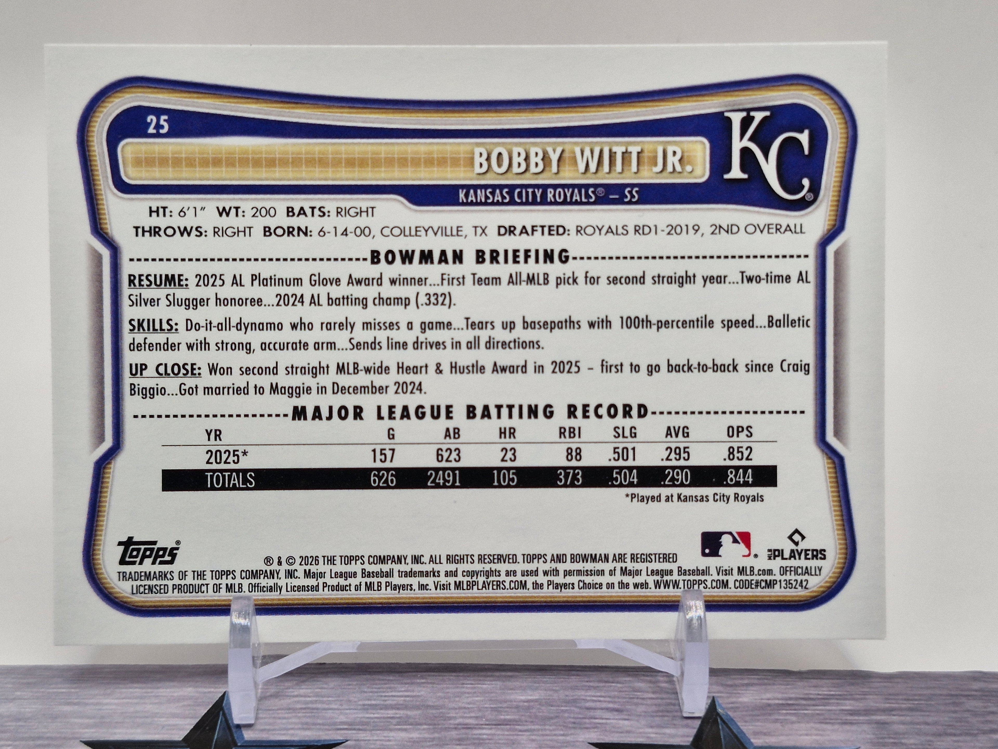 2026 Bowman #25 Bobby Witt Jr.