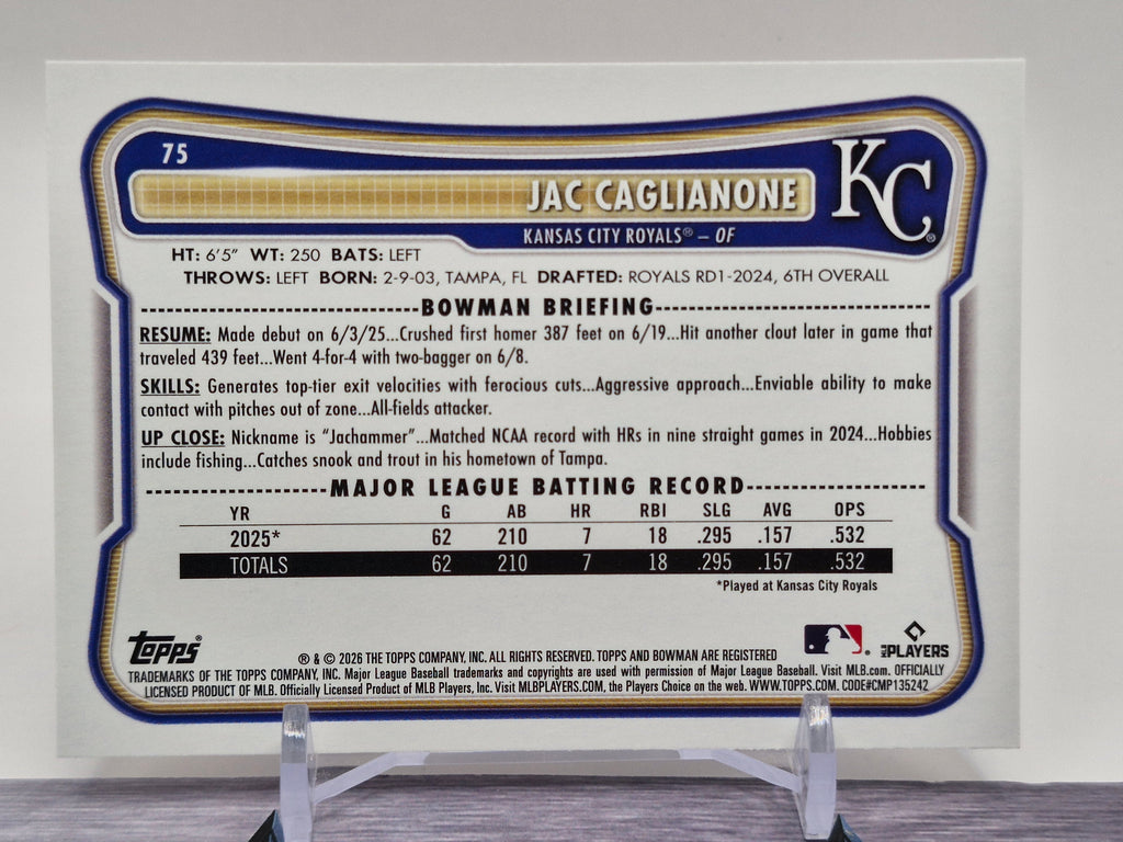 2026 Bowman #75 Jac Caglianone
