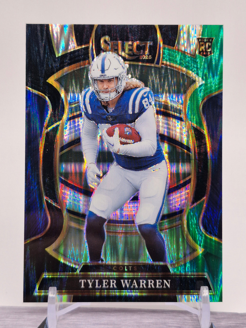 2025 Panini Select #33 Tyler Warren Red and Blue Prizm Shock