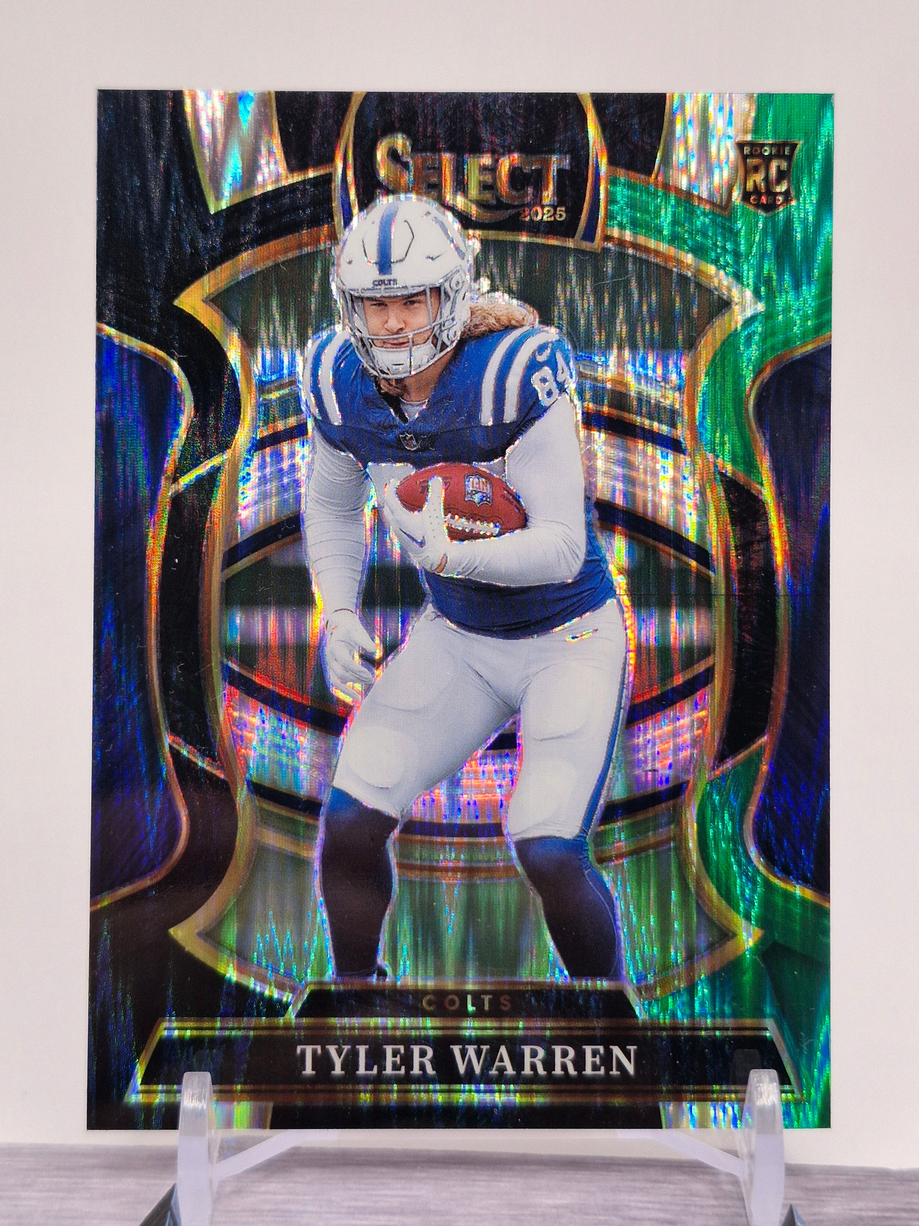 2025 Panini Select #33 Tyler Warren Red and Blue Prizm Shock