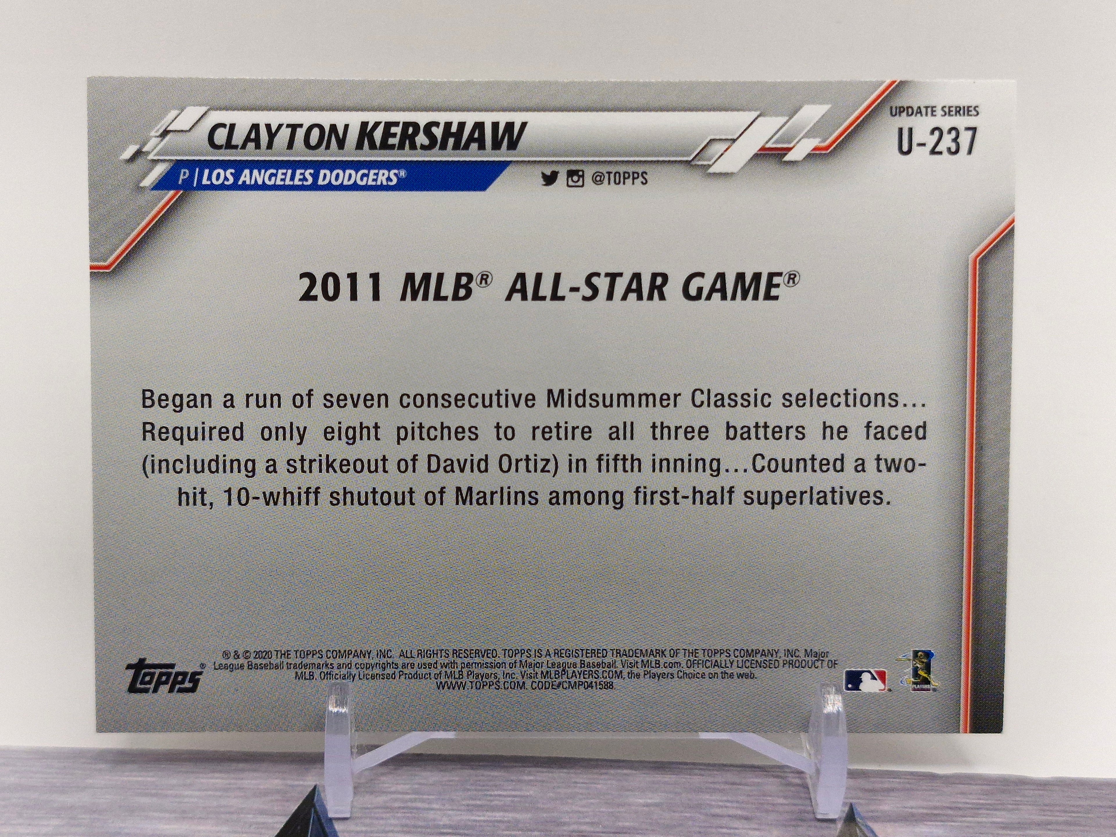 2020 Topps Update #U-237 Clayton Kershaw