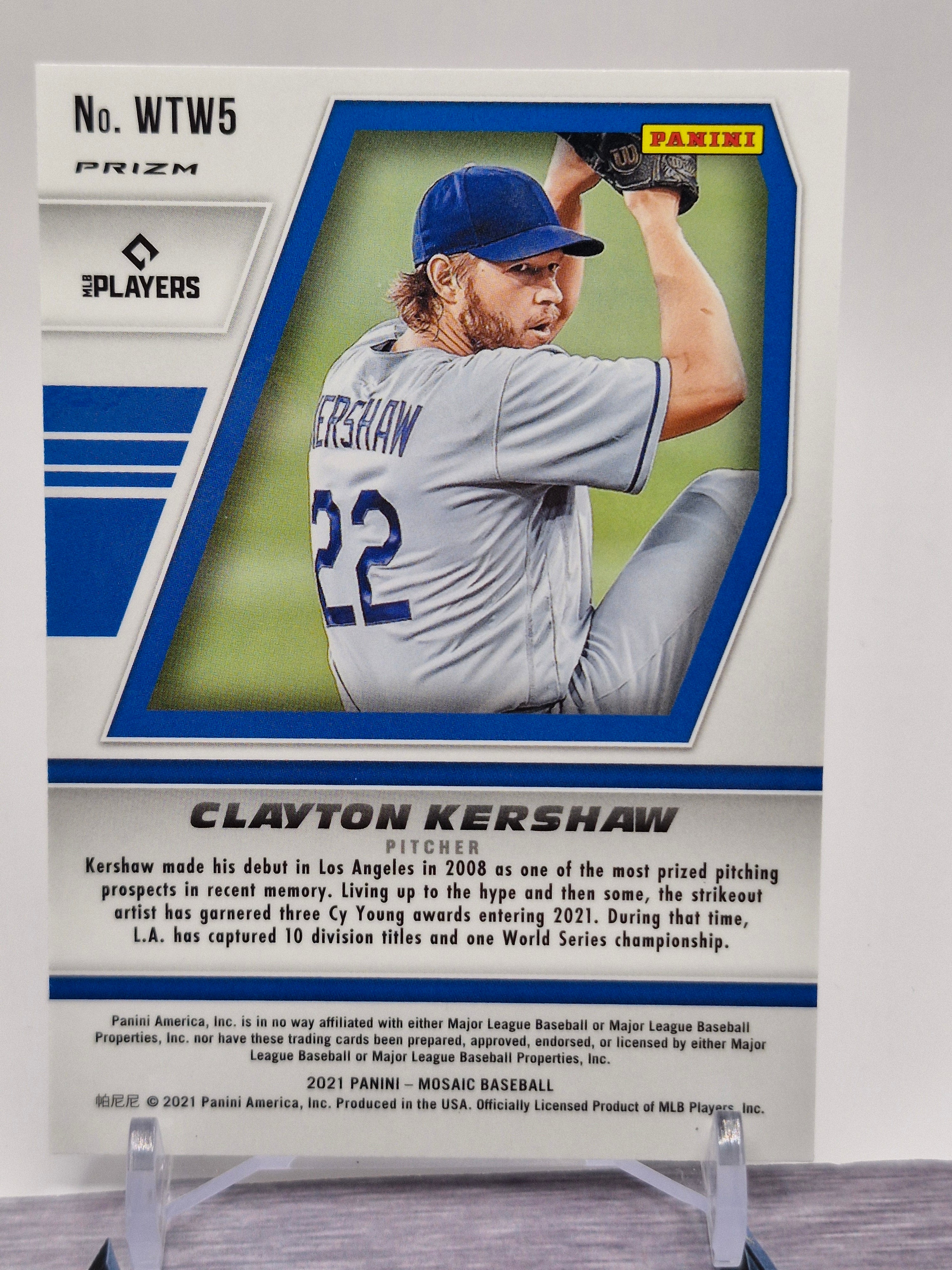 2021 Panini Mosaic #WTW5 Clayton Kershaw Will to Win Green