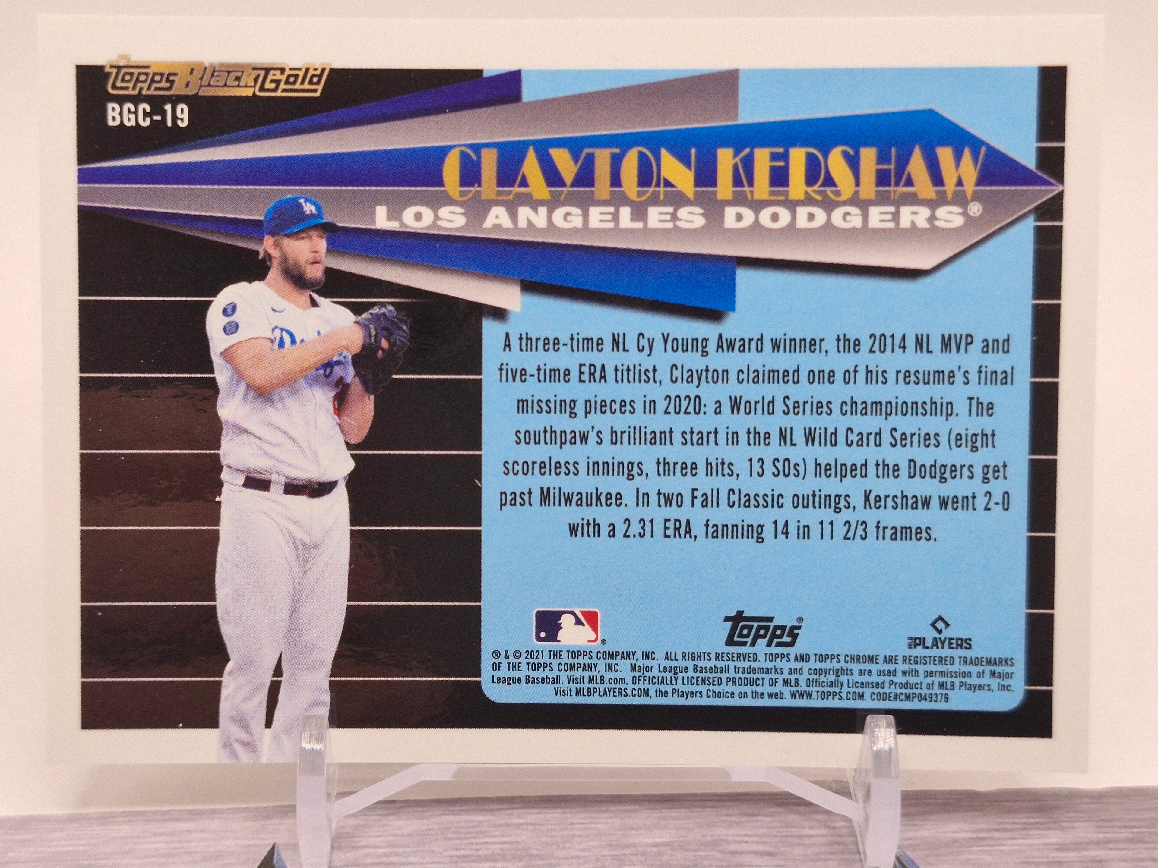 2021 Topps Chrome Update #BGC-19 Clayton Kershaw Topps Black Gold