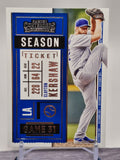 2020 Panini Contenders #88 Clayton Kershaw Season Ticket Purple