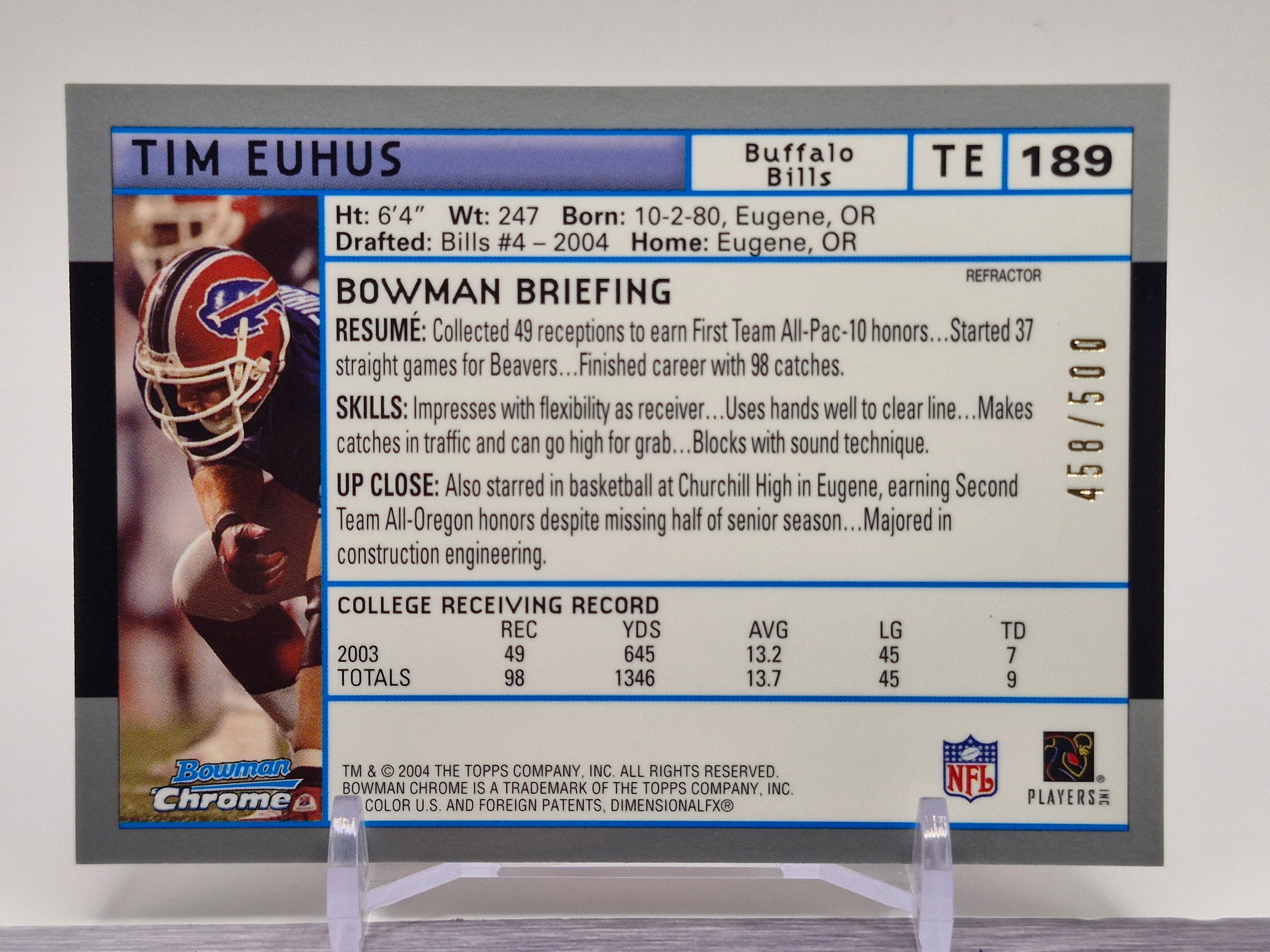 2004 Bowman #227 Tim Euhus Uncirculated White #/165