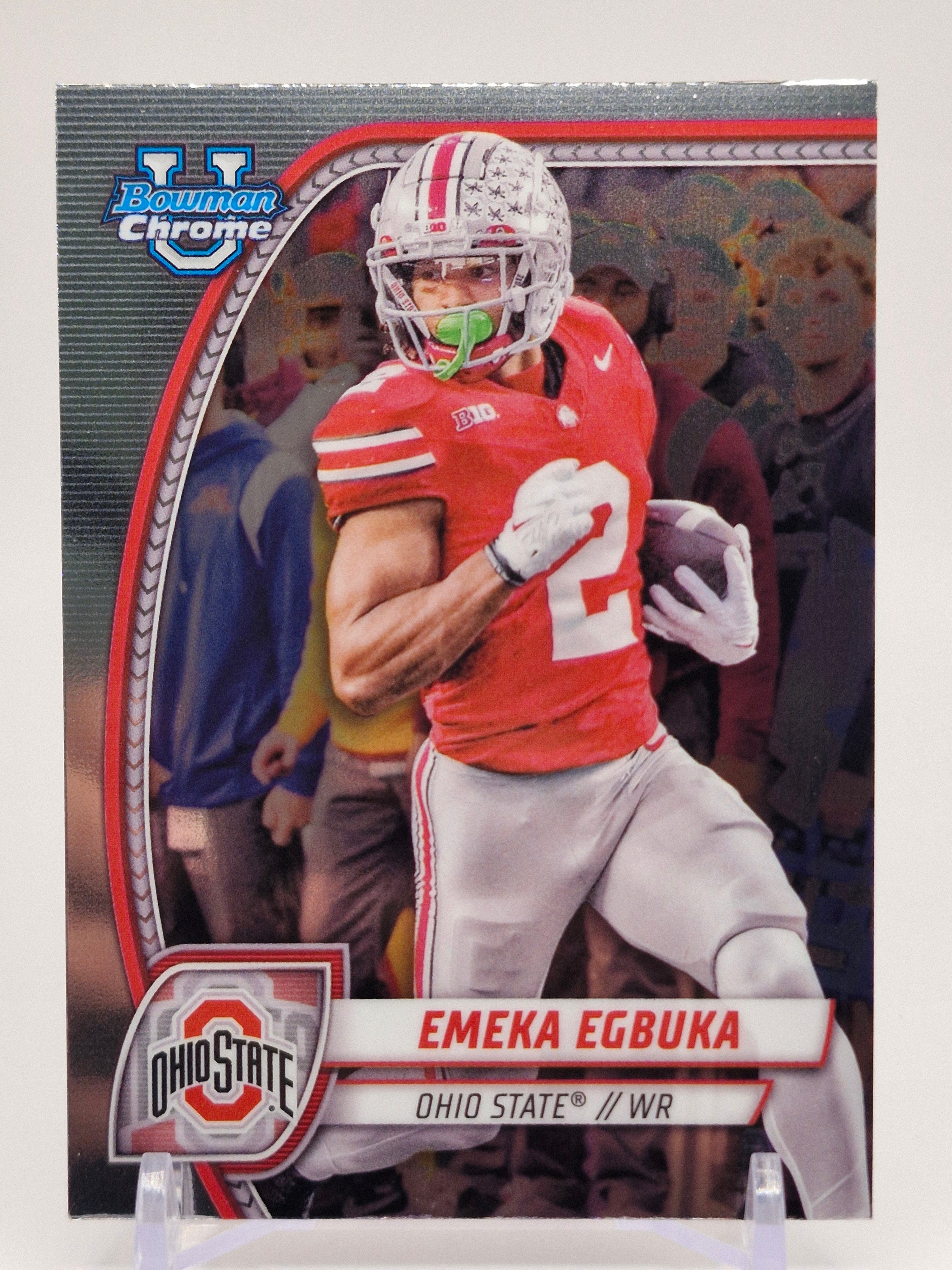 2024 Bowman University Chrome #70 Emeka Egbuka Stealth Refractor