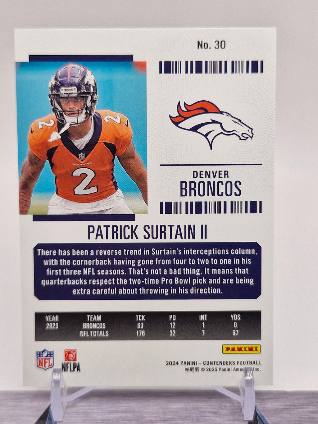 2024 Panini Contenders #30 Patrick Surtain II Playoff Ticket #/199