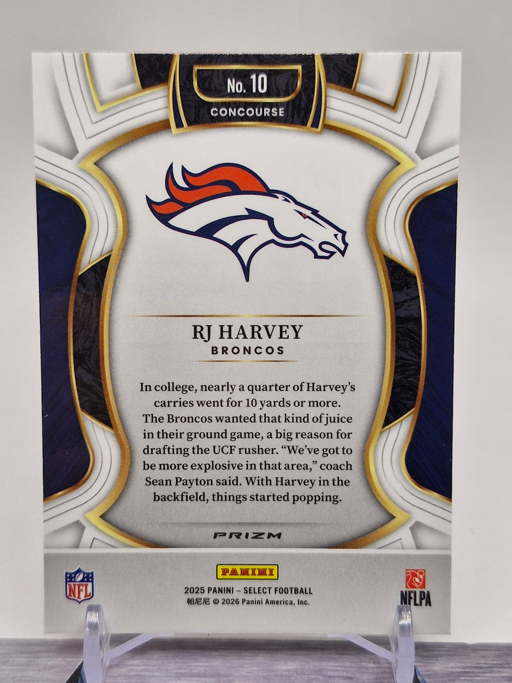 2025 Panini Select #10 RJ Harvey Red and Blue Prizm Shock
