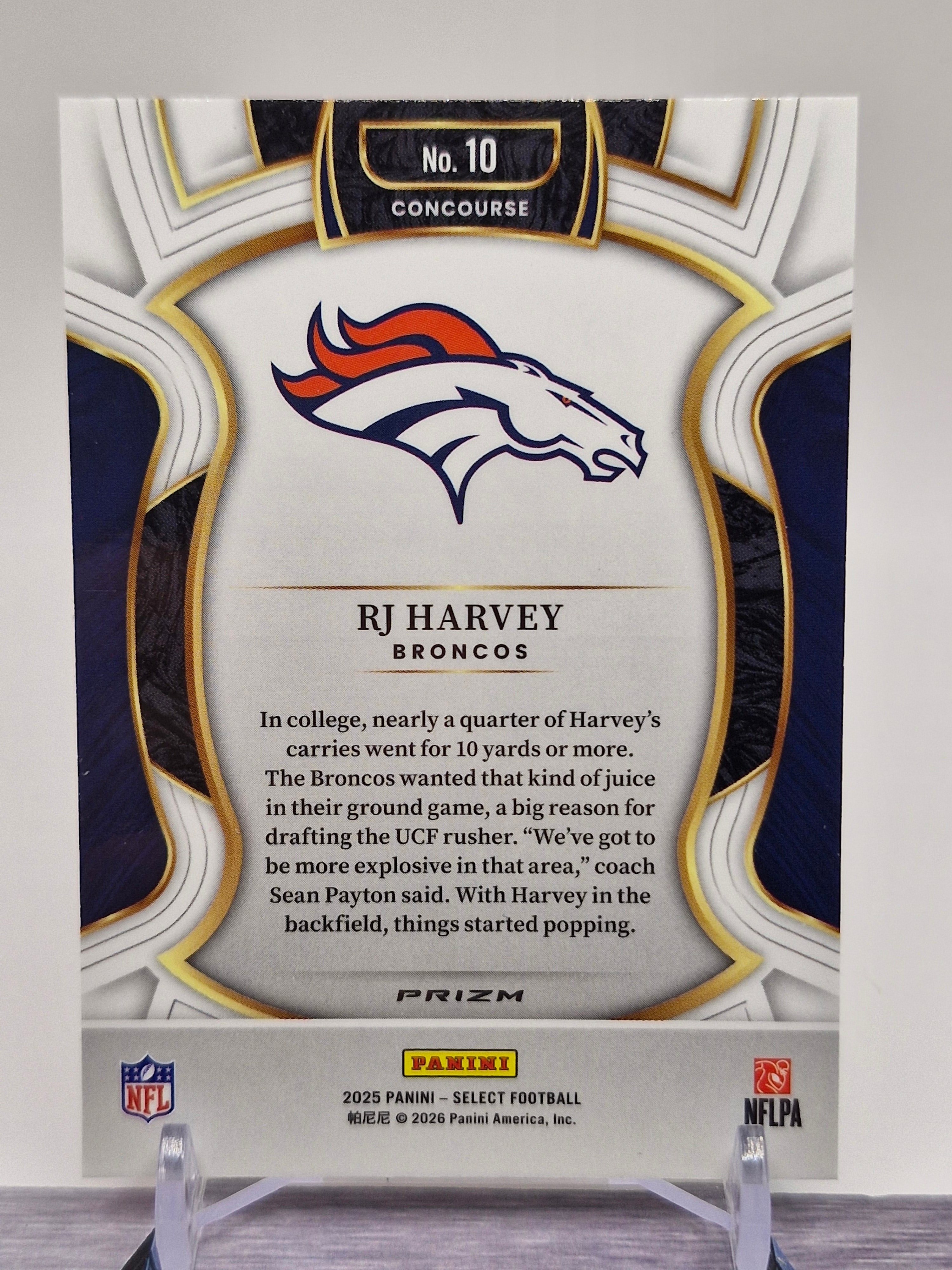2025 Panini Select #10 RJ Harvey Red and Blue Prizm Shock