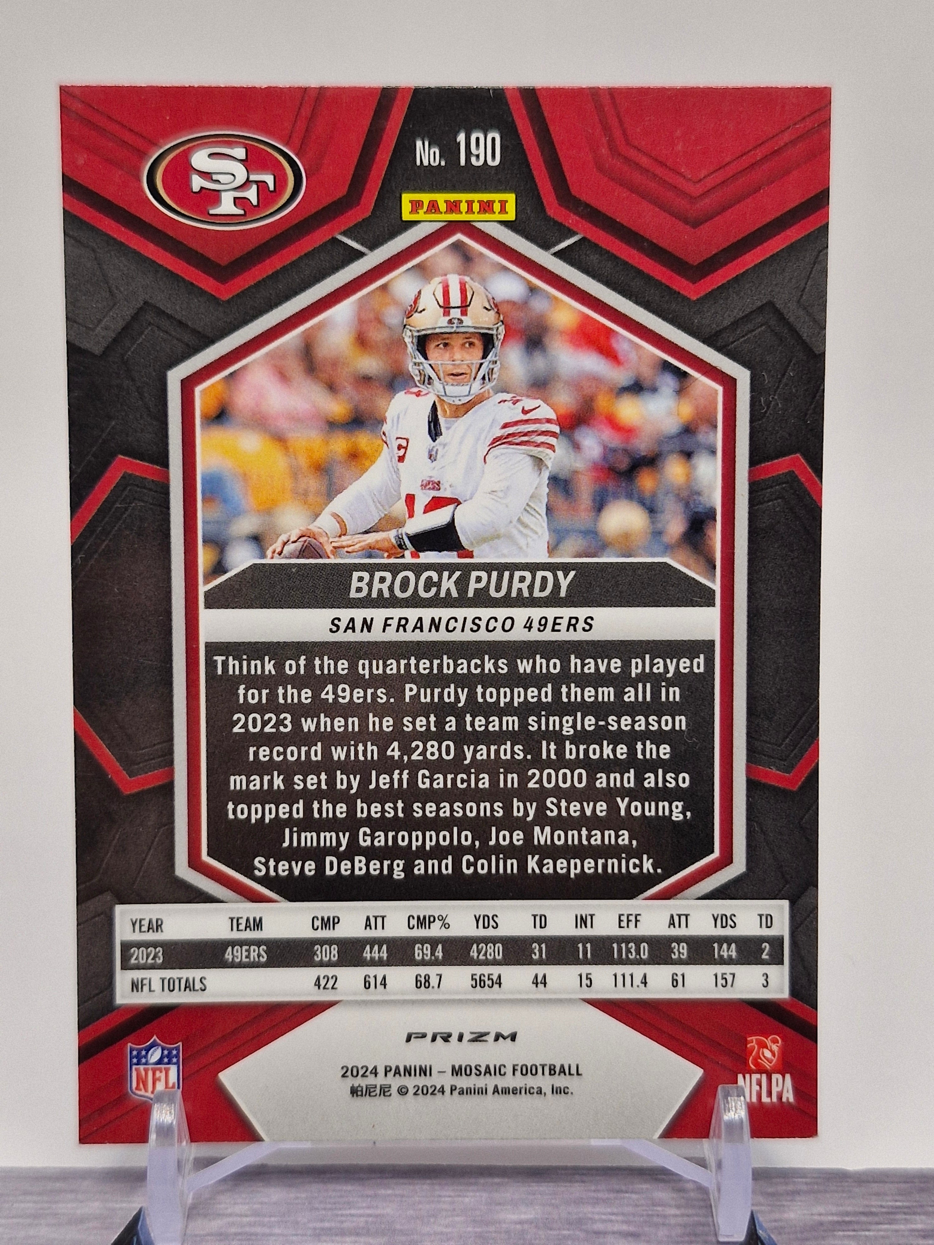 2024 Panini Mosaic #190 Brock Purdy Mosaic Reactive Blue