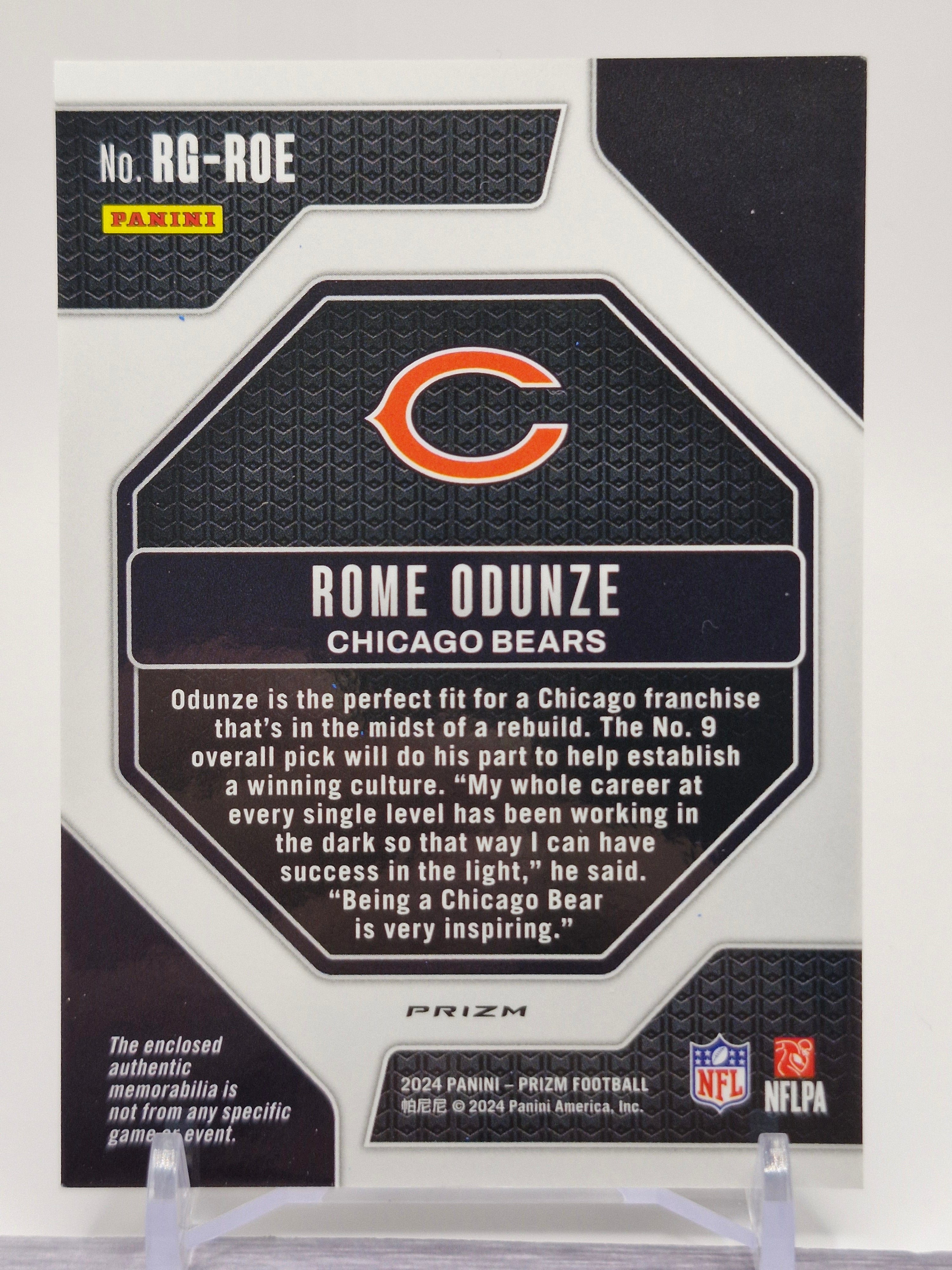 2024 Panini Prizm #RG-ROE Rome Odunze Rookie Gear Pink
