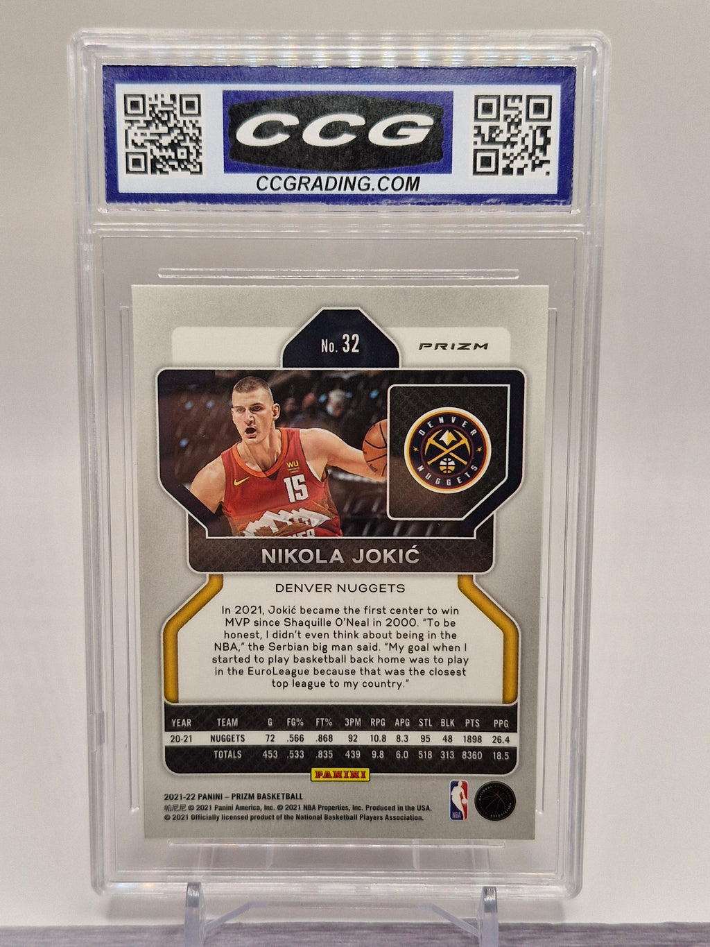 2021-22 Panini Prizm #32 Nikola Jokic Orange Ice