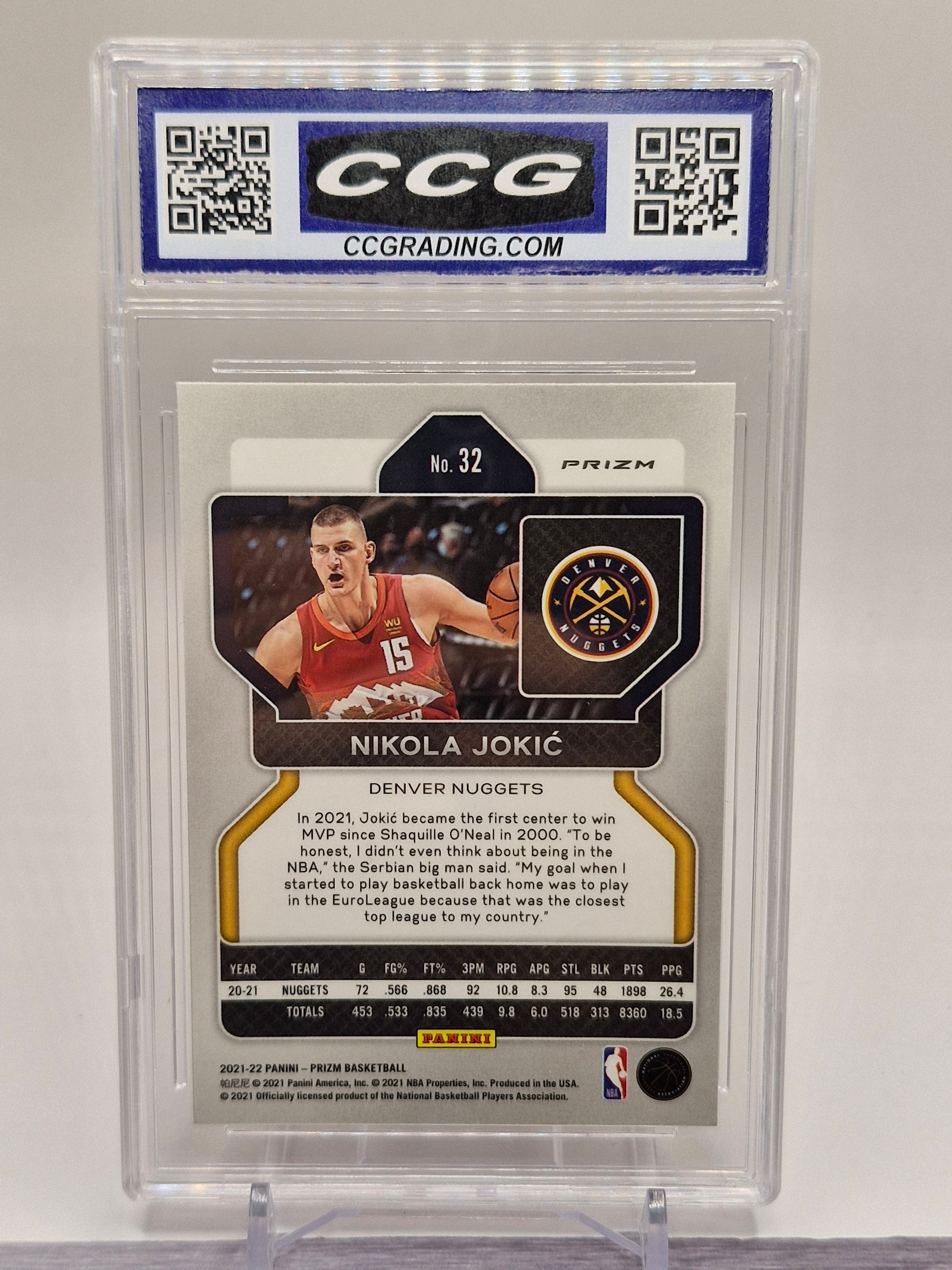 2021-22 Panini Prizm #32 Nikola Jokic Orange Ice