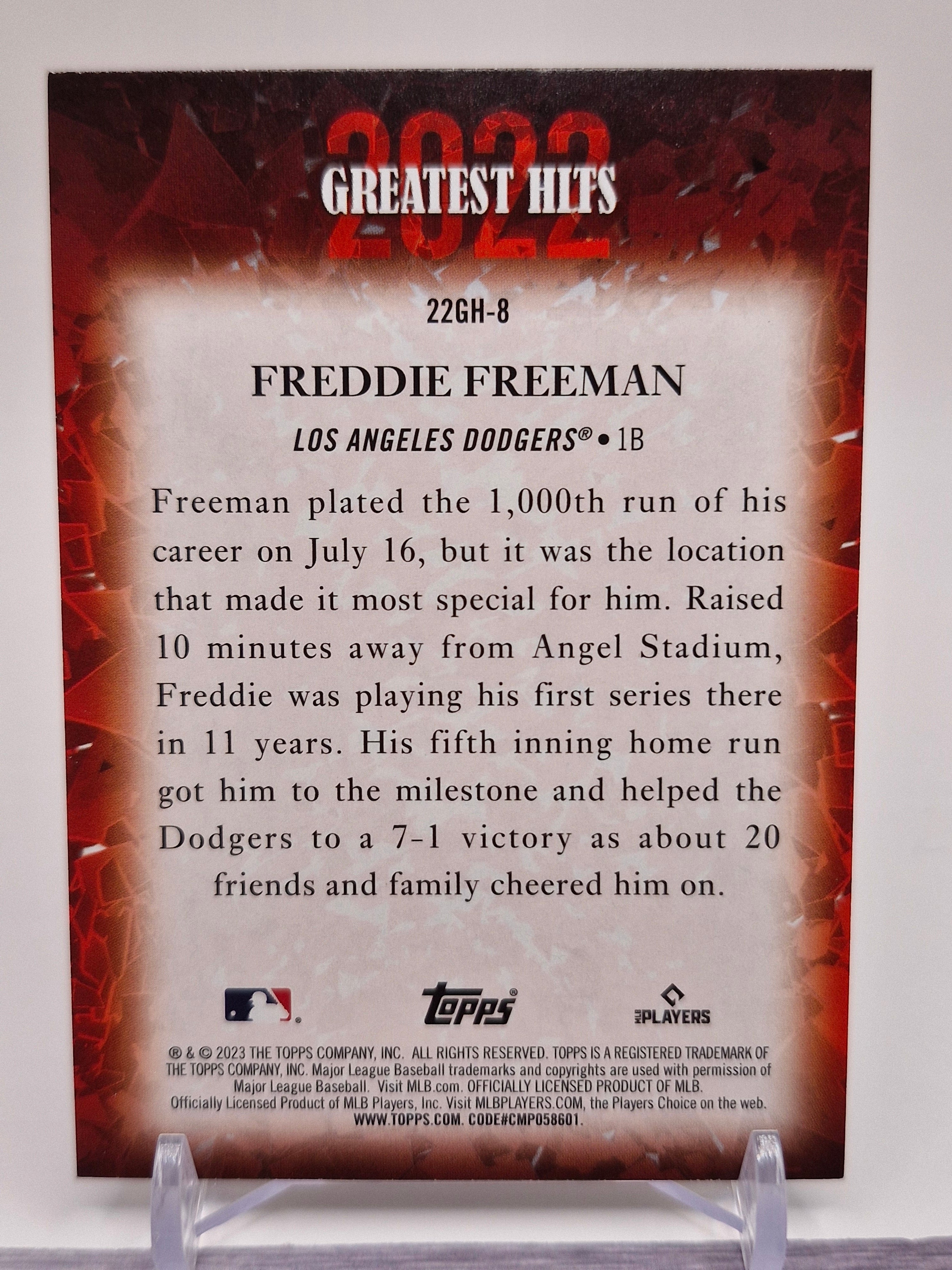 2023 Topps #22GH-8 Freddie Freeman 2022 Greatest Hits