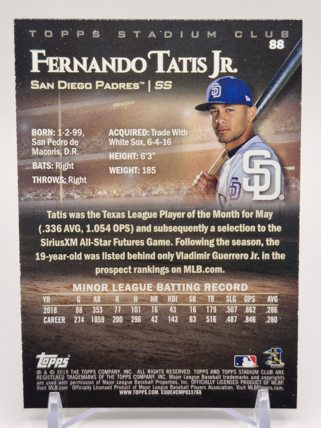 2019 Stadium Club #SCC-80 Fernando Tatis Jr. Chrome Refractor