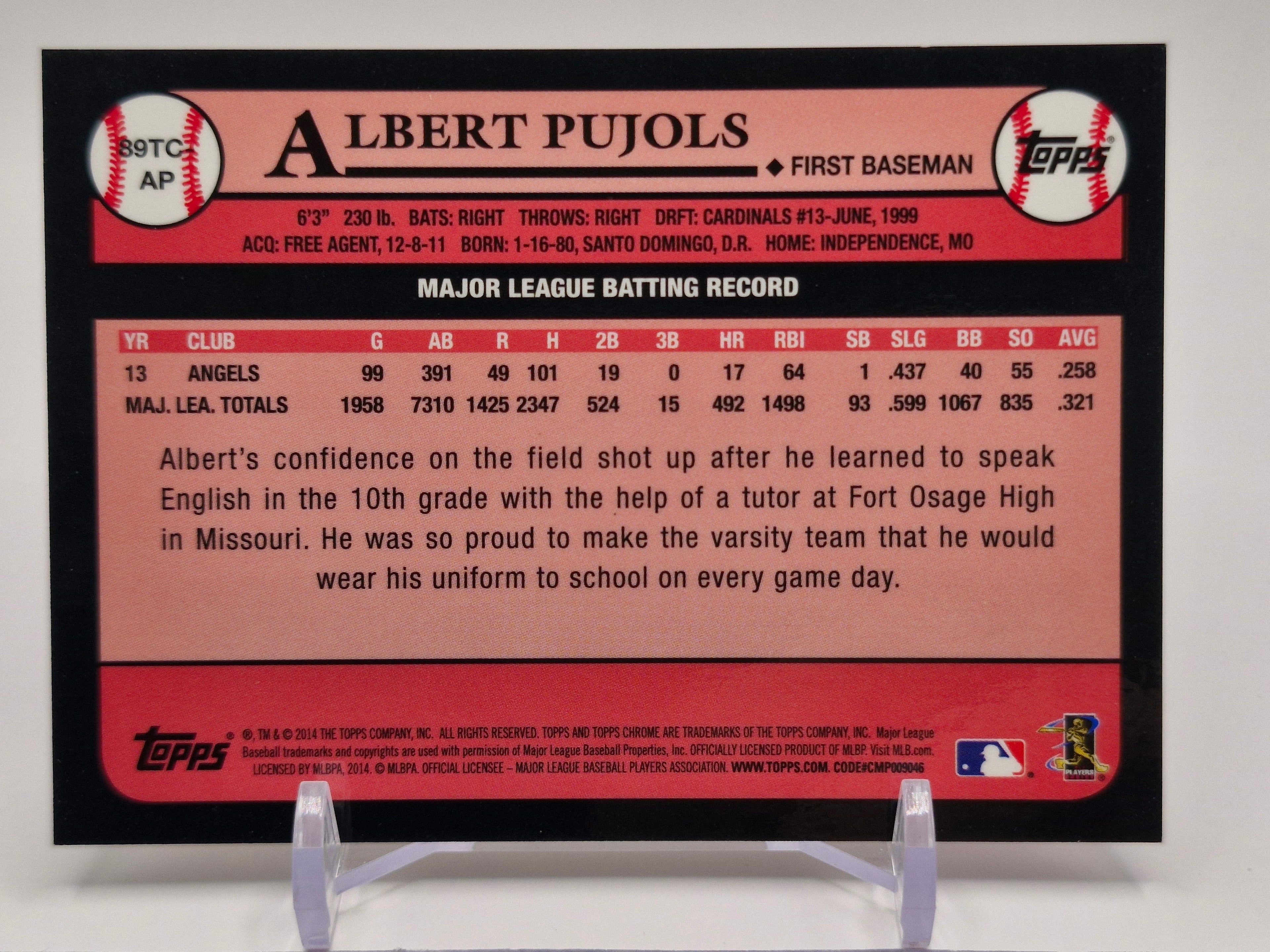 2014 Topps Chrome #89TC-AP Albert Pujols 1989 Topps Chrome