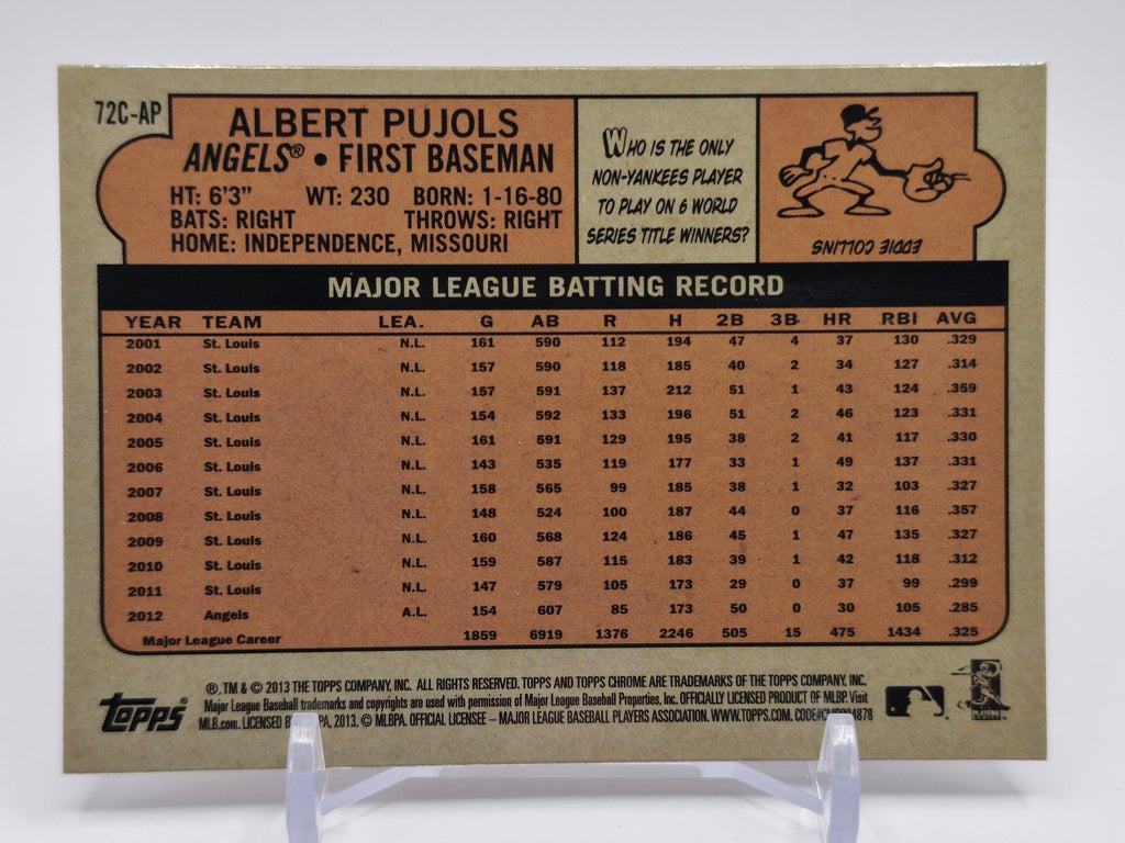 2013 Topps Chrome #72C-AP Albert Pujols 1972 Chrome