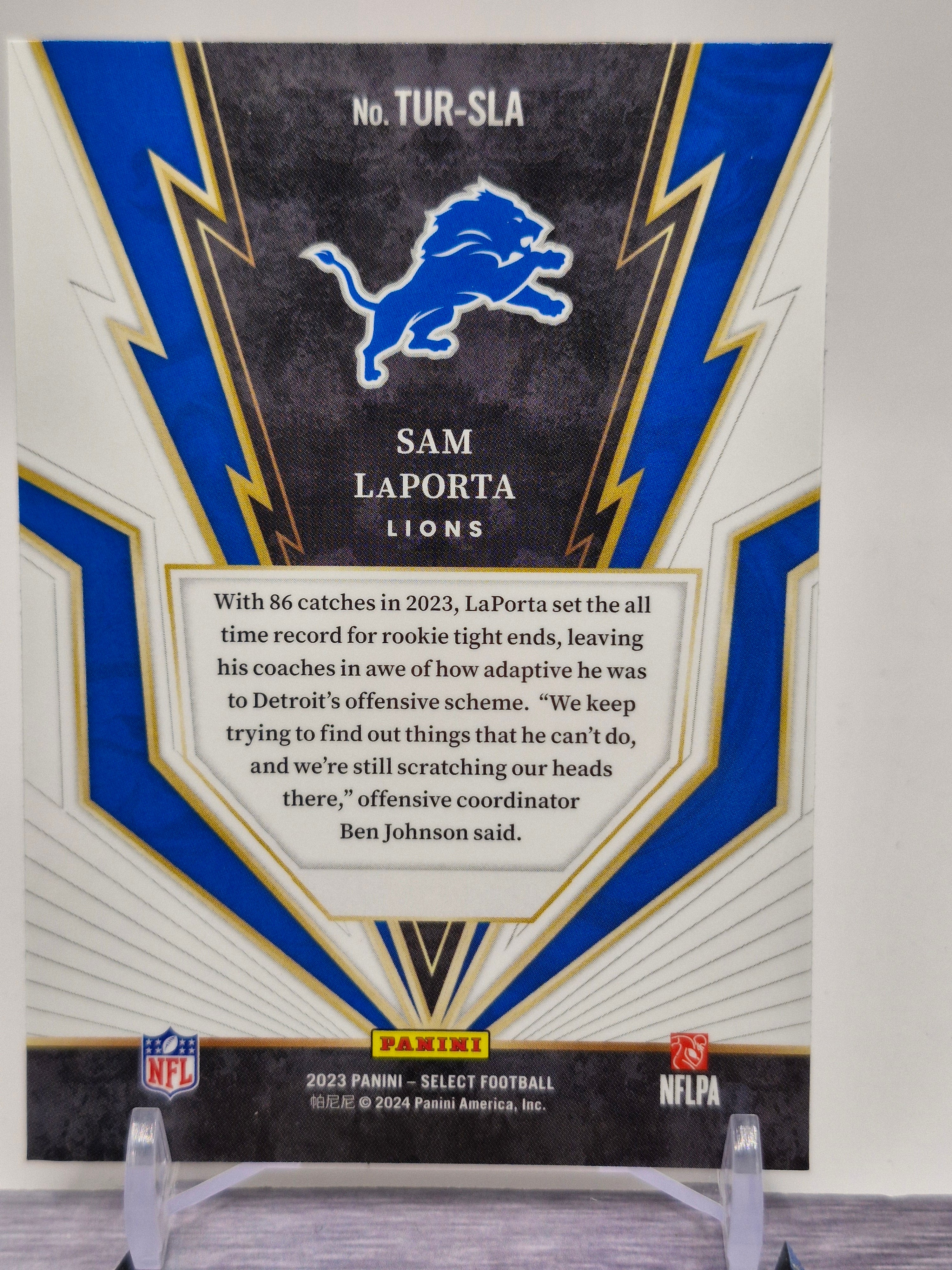 2023 Panini Select #TUR-SLA Sam LaPorta Turbocharged