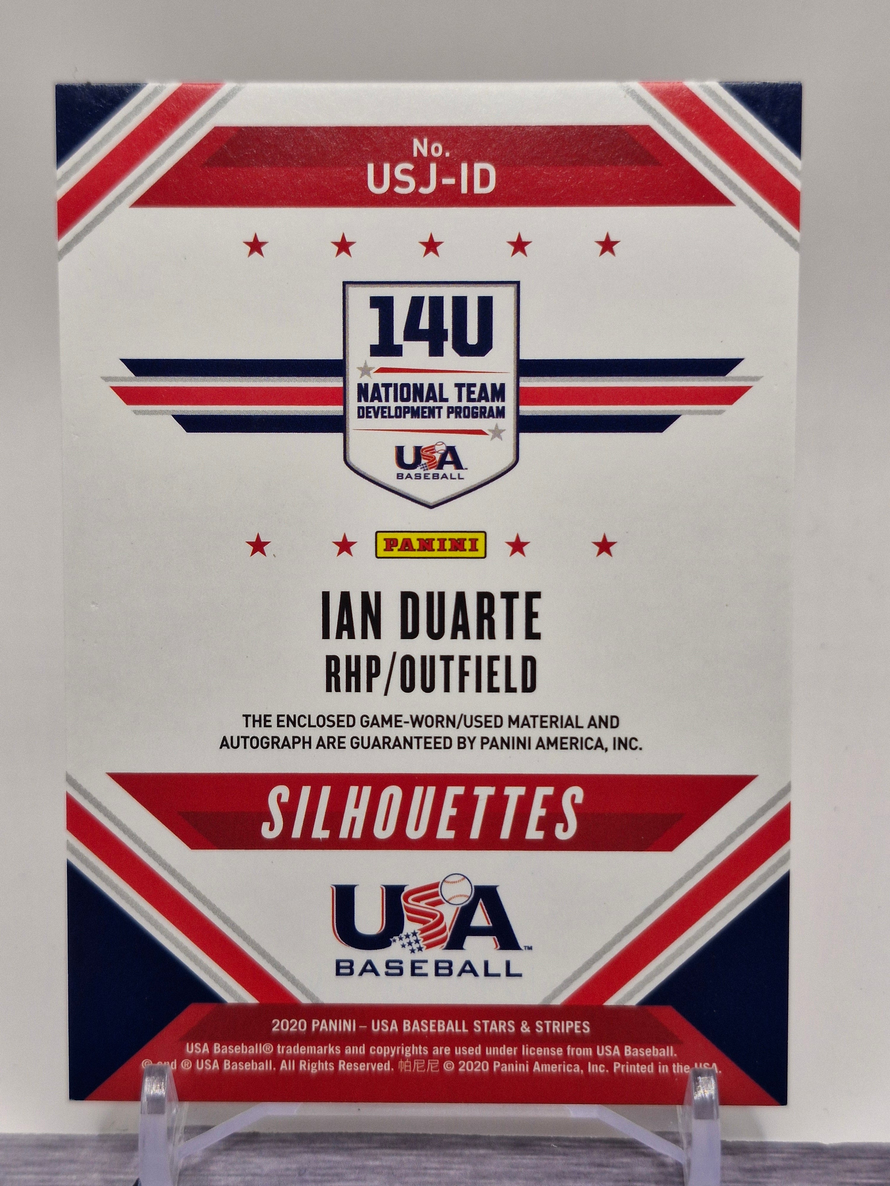 2020 Panini USA Baseball #USJ-GG Ian Duarte USA BB Silhouettes Auto Prime