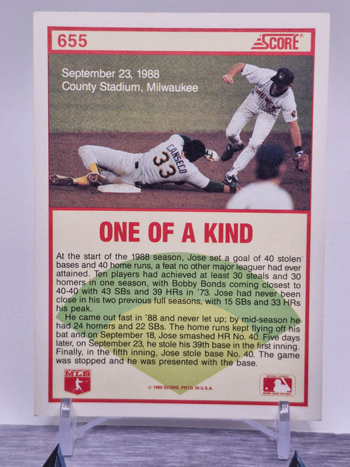 1989 Score #655 Jose Canseco