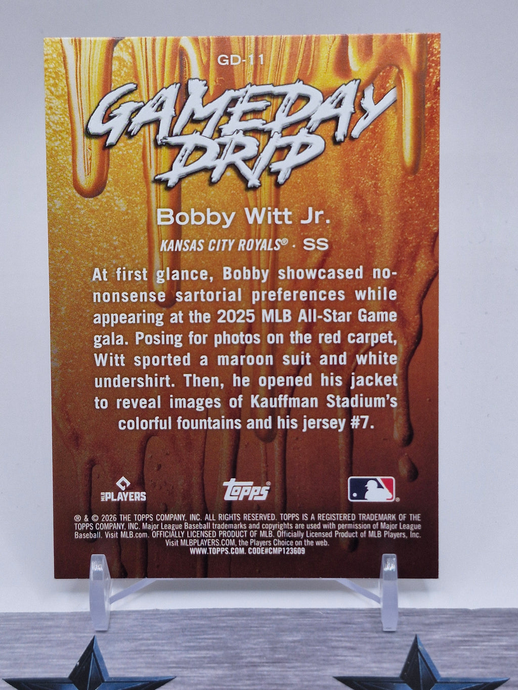 2026 Topps #GD-11 Bobby Witt Jr. Gameday Drip
