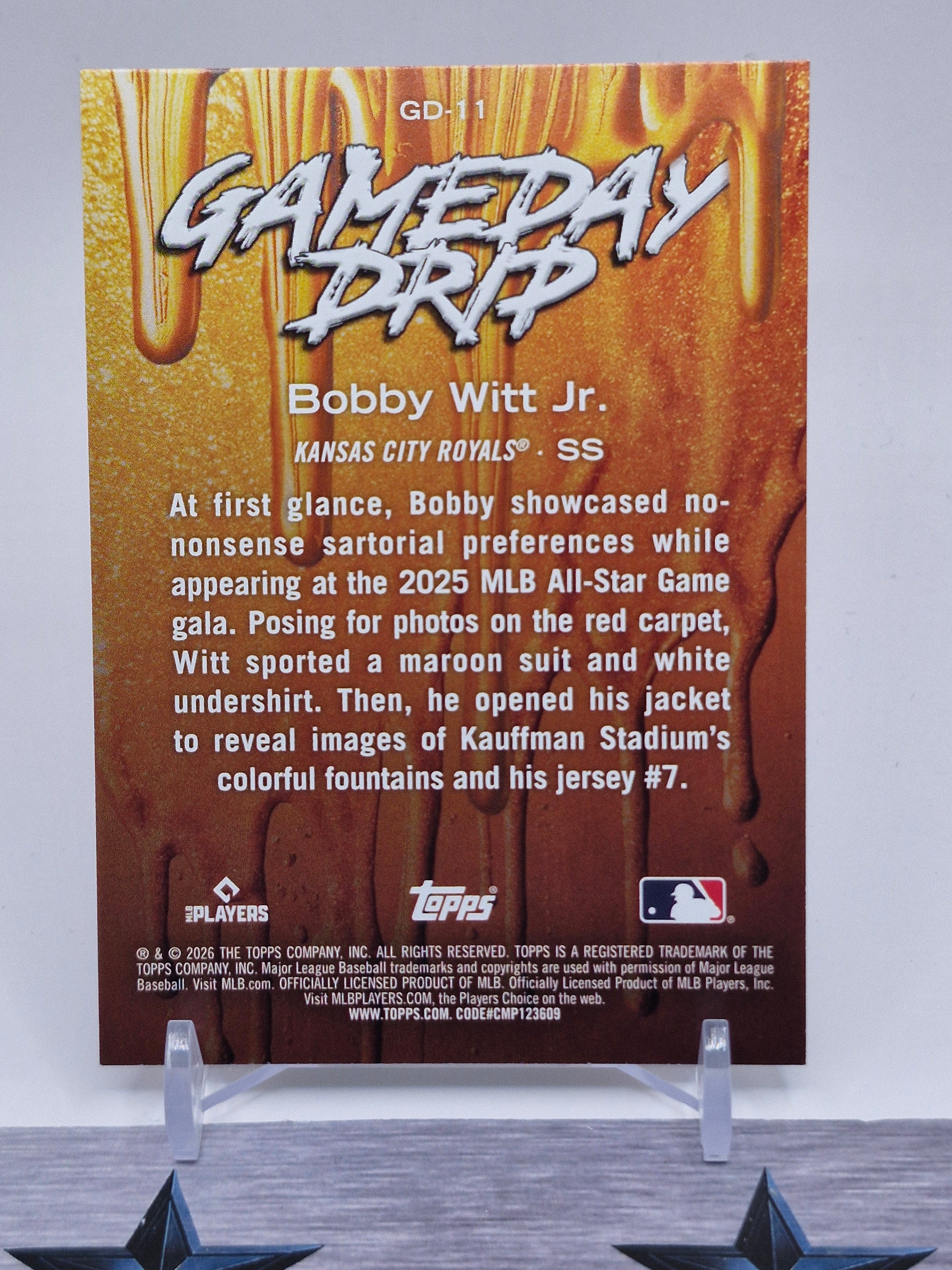 2026 Topps #GD-11 Bobby Witt Jr. Gameday Drip
