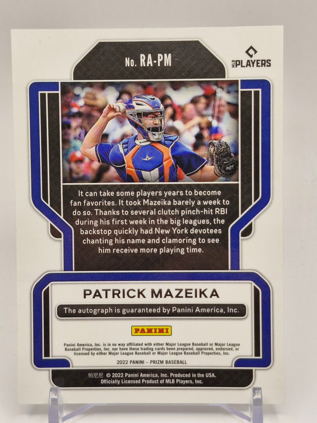 2022 Panini Prizm #RA-JI Patrick Mazeika Rookie Autographs Red Prizm RC