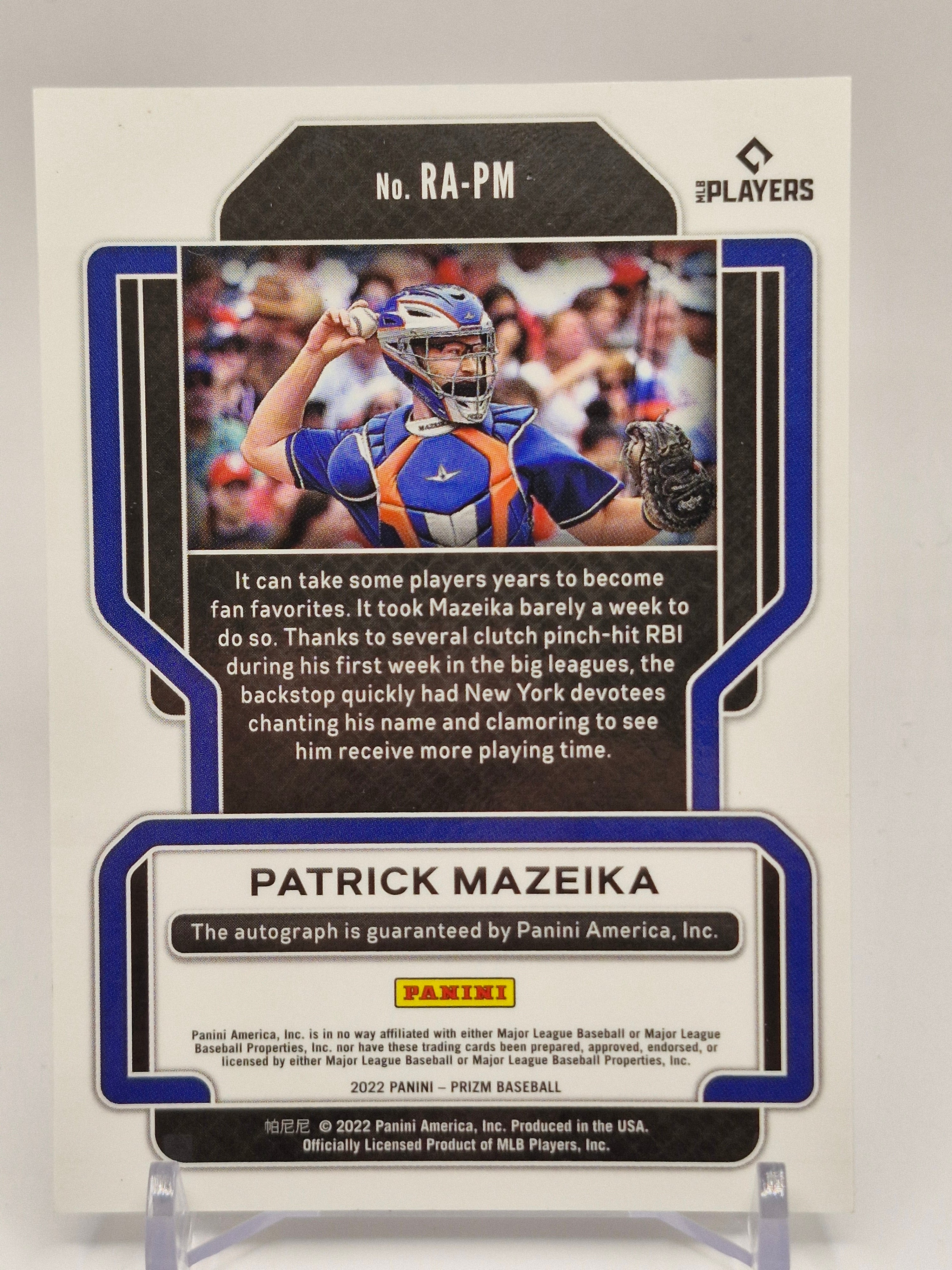 2022 Panini Prizm #RA-JI Patrick Mazeika Rookie Autographs Red Prizm RC