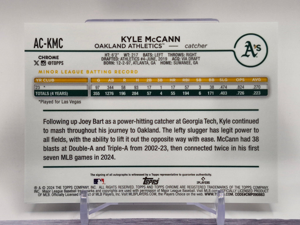 2024 Topps Chrome Update #AC-KMC Kyle McCann Autographs Refractors
