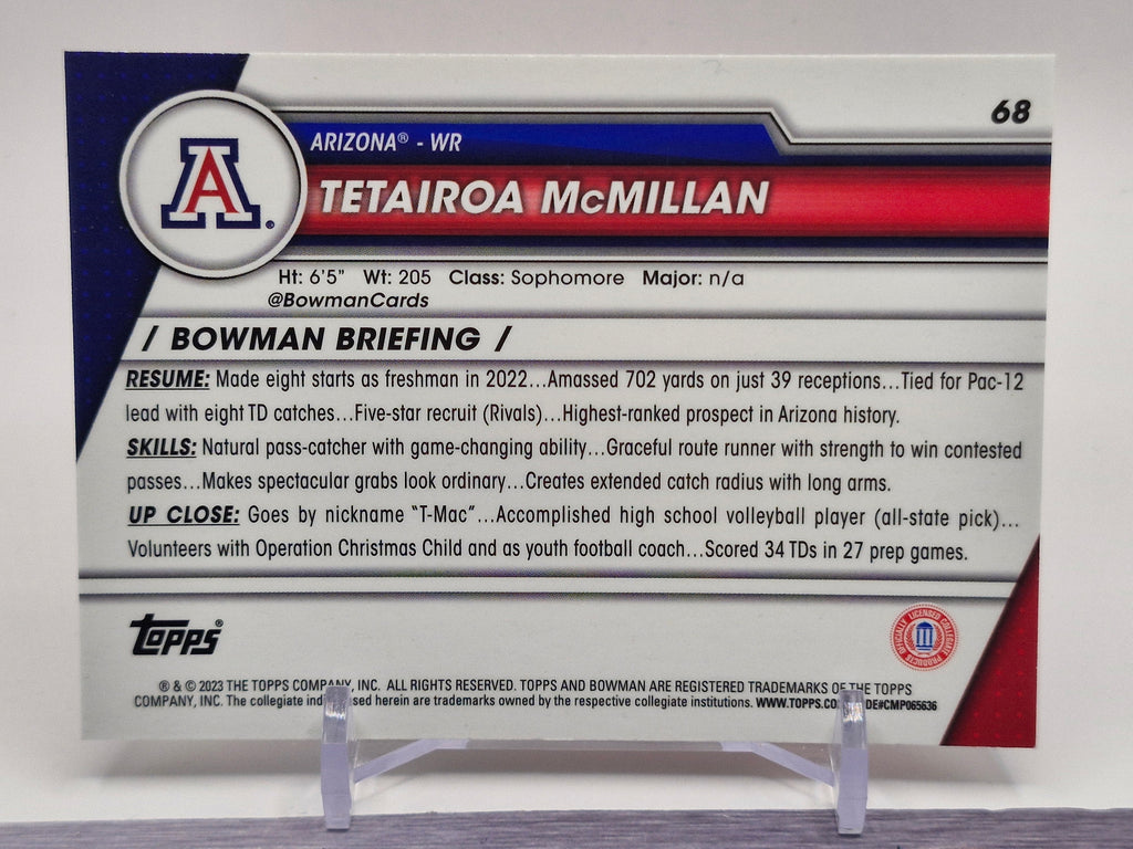 2023 Bowman University Chrome #68 Tetairoa McMillan Refractor