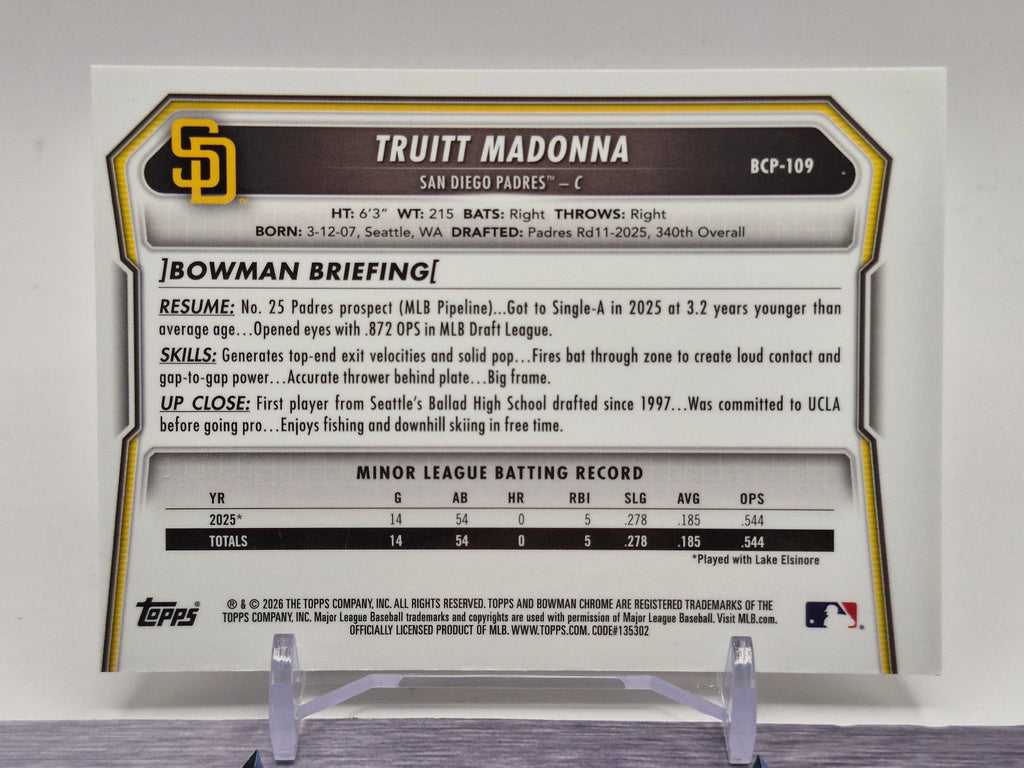2026 Bowman #BCP-109 Truitt Madonna Chrome Prospects