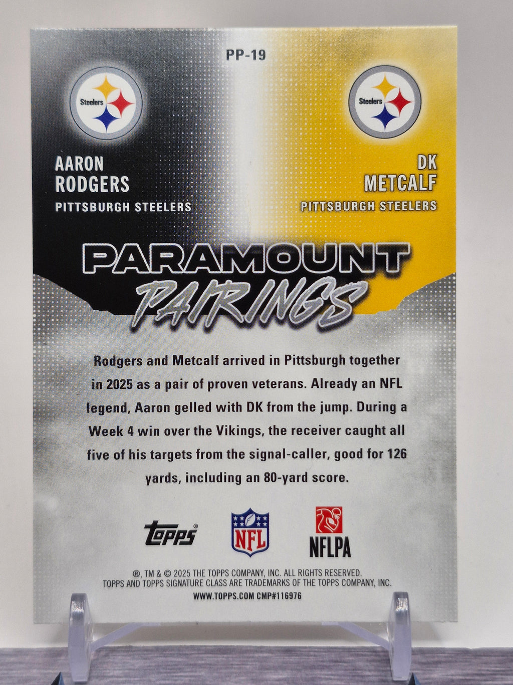 2025 Topps Signature Class #PP-19 Aaron Rodgers / DK Metcalf Paramount Pairings