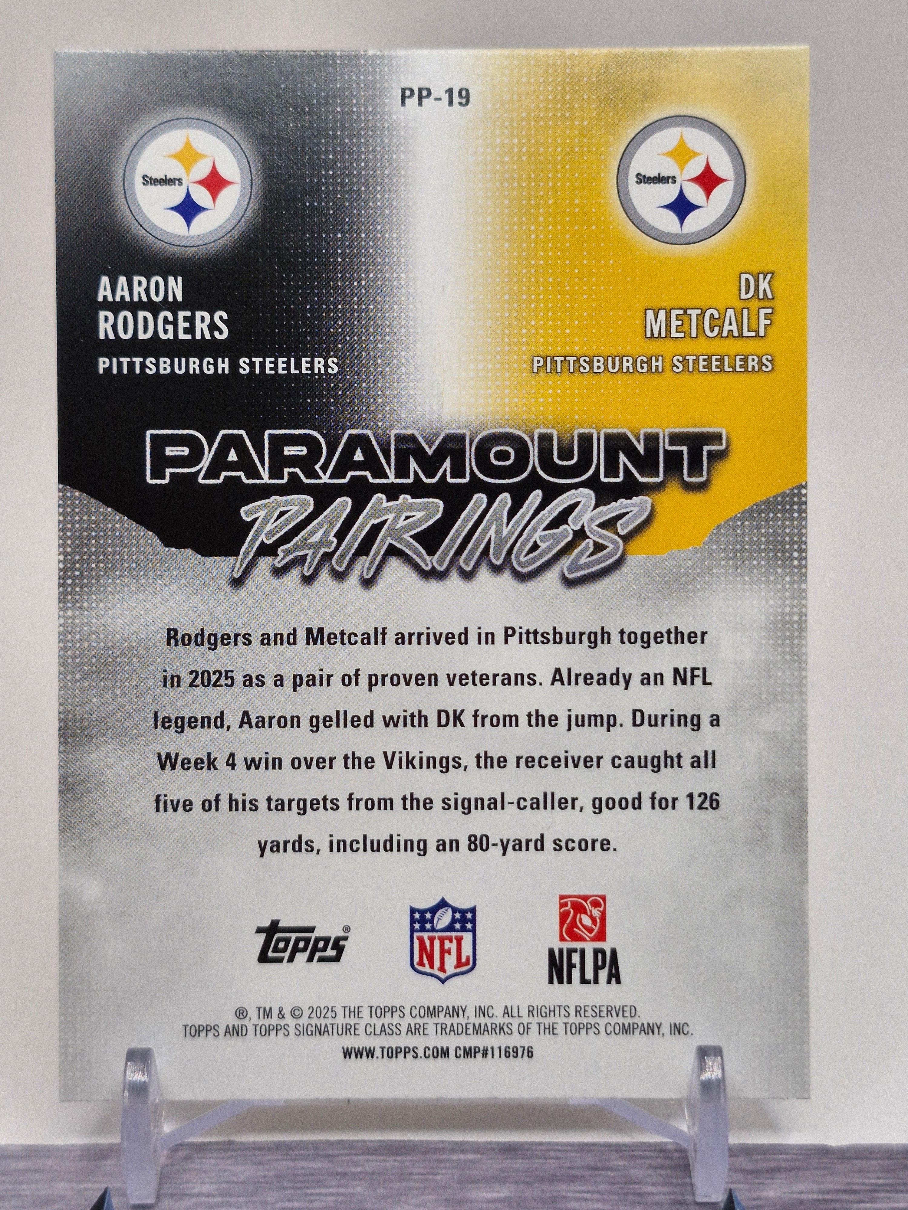 2025 Topps Signature Class #PP-19 Aaron Rodgers / DK Metcalf Paramount Pairings