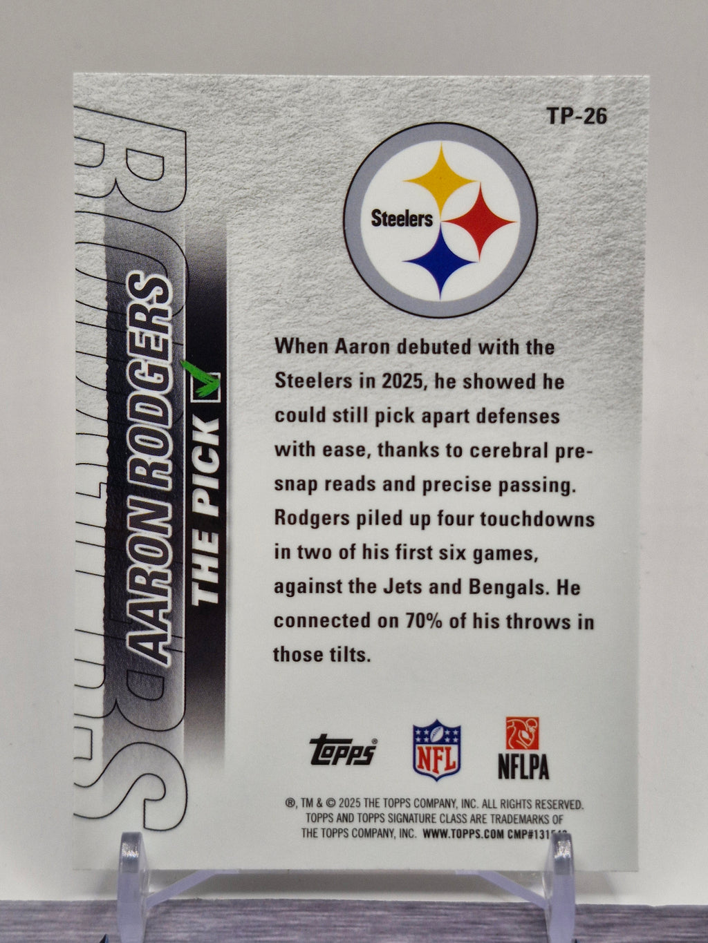 2025 Topps Signature Class #TP-26 Aaron Rodgers The Pick