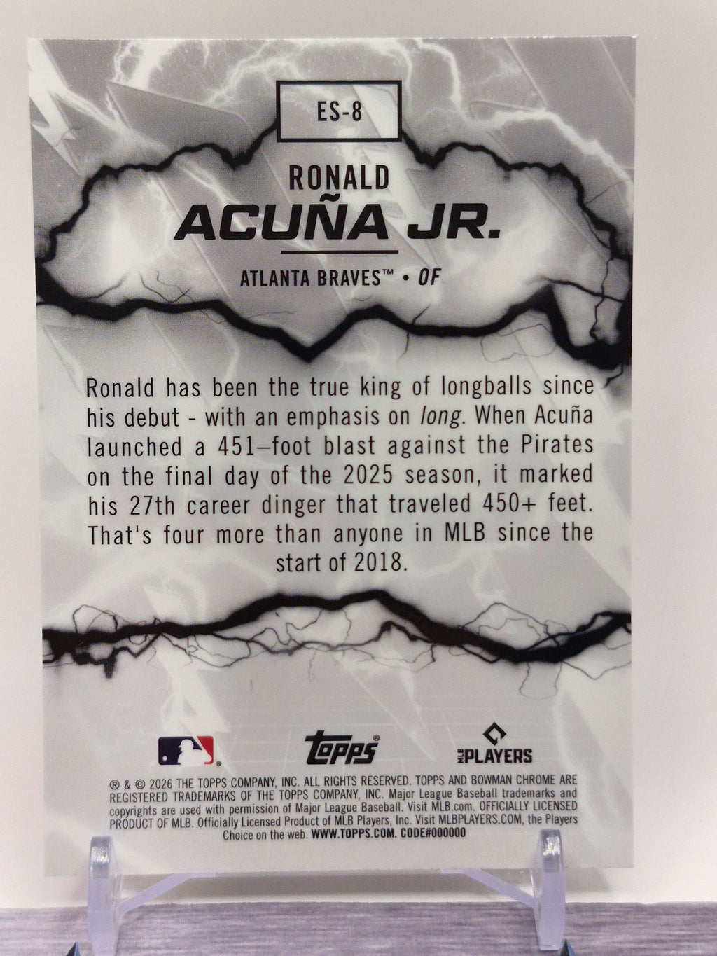 2026 Bowman #ES-8 Ronald Acuña Jr. Electric Sluggers