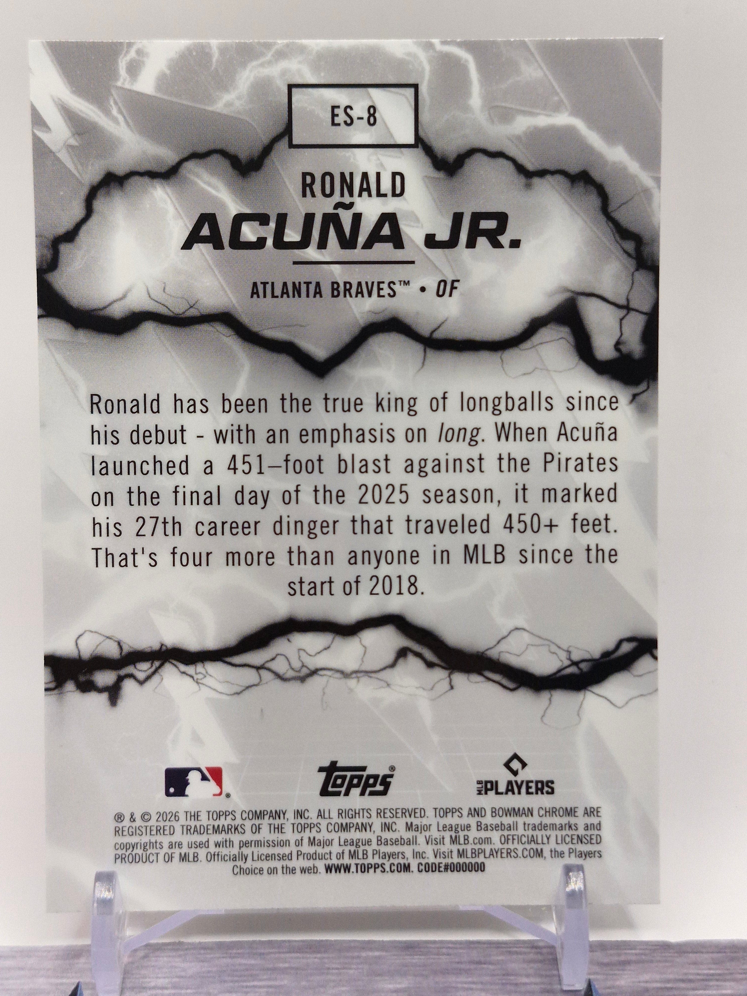 2026 Bowman #ES-8 Ronald Acuña Jr. Electric Sluggers